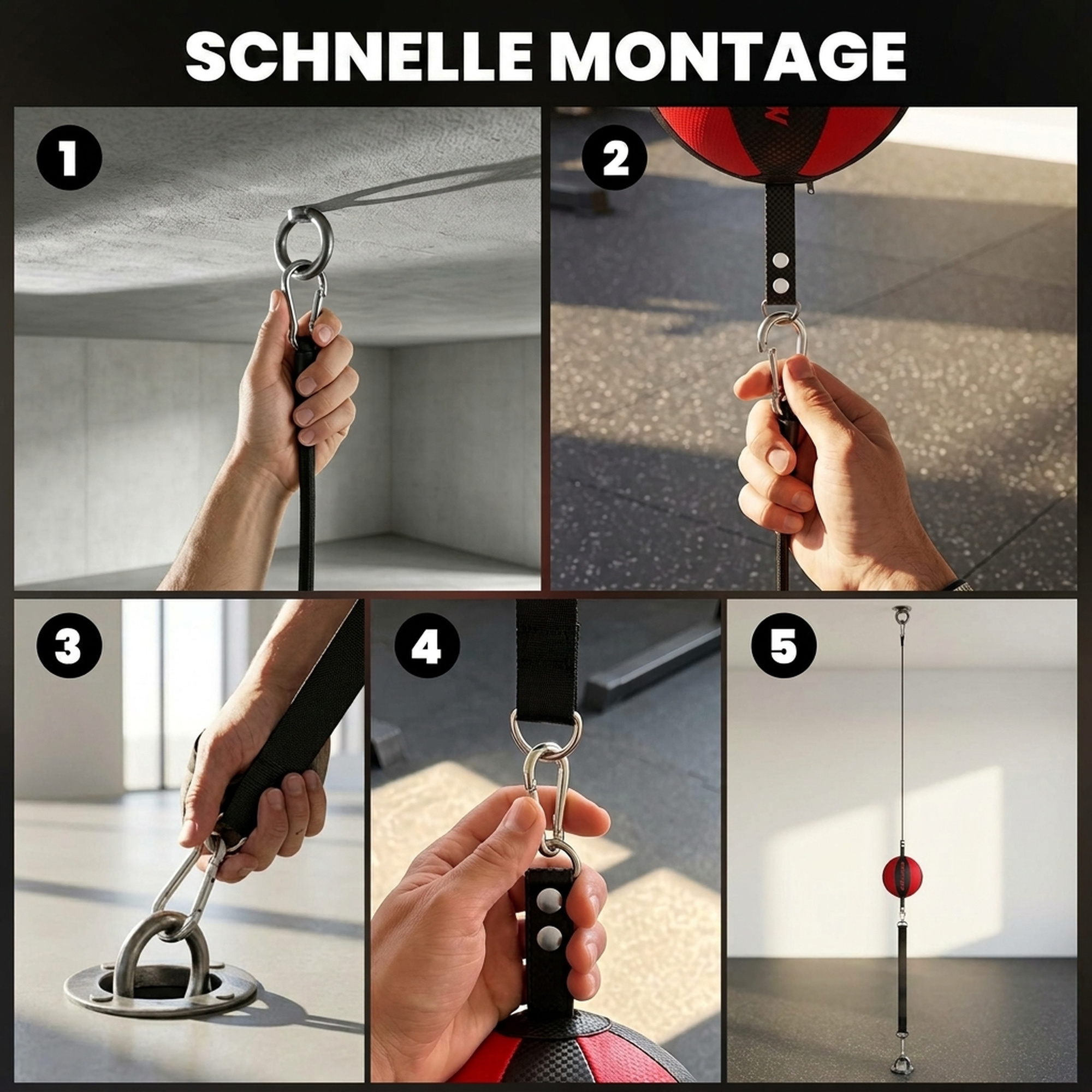 Boxgestell Doppelend Boxtraining mit Bungee-Seil verstellbare Seilschnalle Clip-on Montage