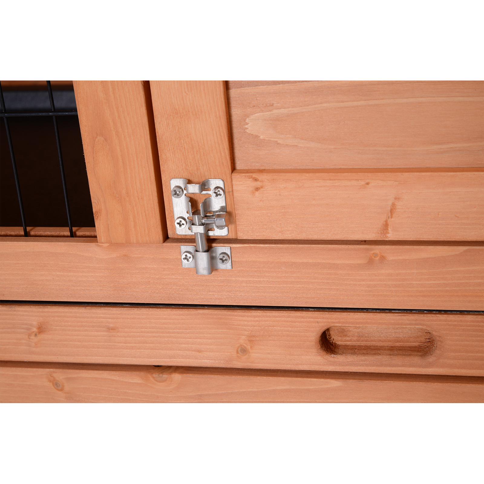 Hasenstall winterfest 2 Etagen Kaninchenstall Holz Bodenwanne Asphaltdach Türen 136,4 x 50 x 93 cm Orange