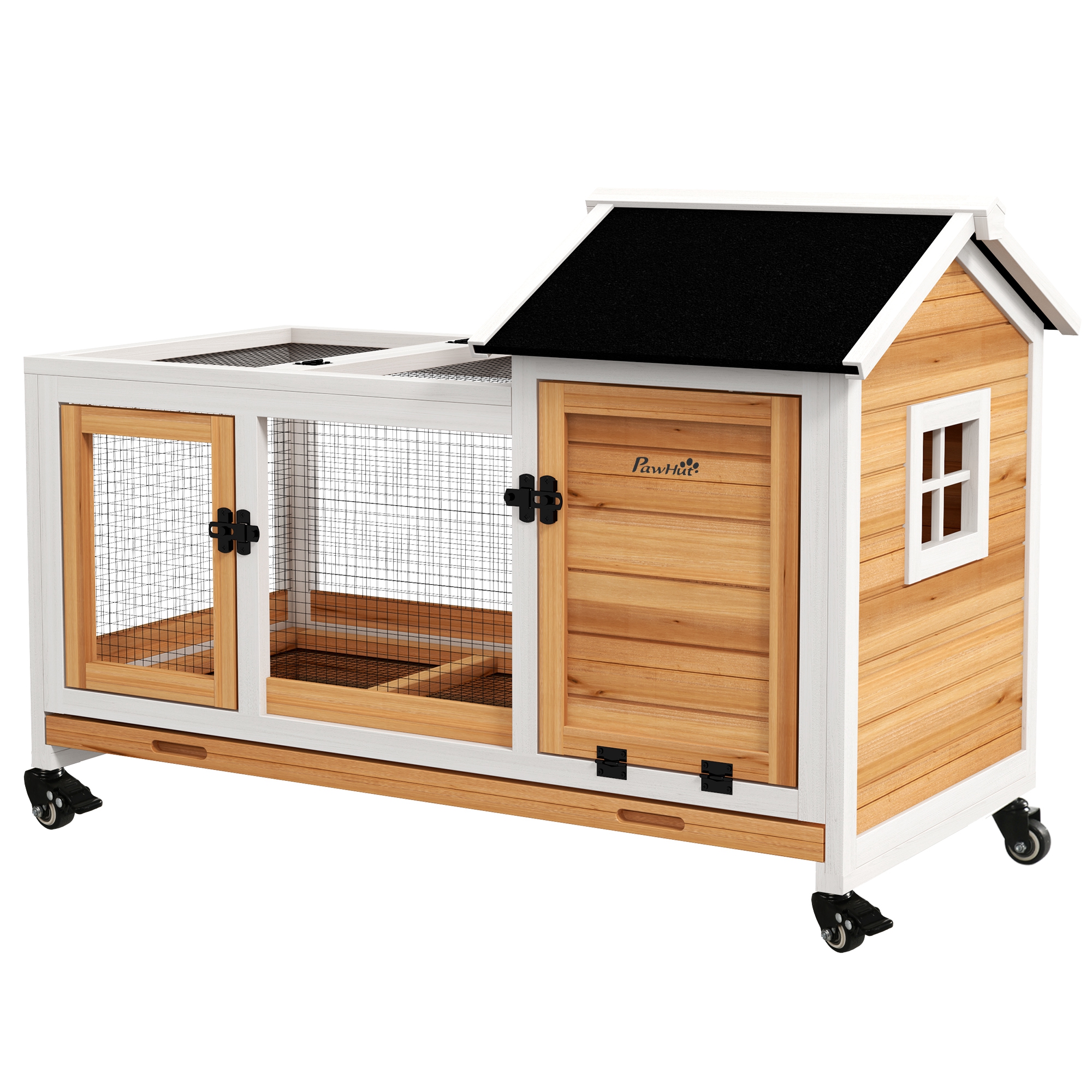 Kleintierstall für Zwergkaninchen, Meerschweinchen, mit Rädern, 108 x 58 x 73,5 cm, Gelb Kleintierstall für Zwergkaninchen, Meerschweinchen, mit Rädern, 108 x 58 x 73,5 cm, Gelb
