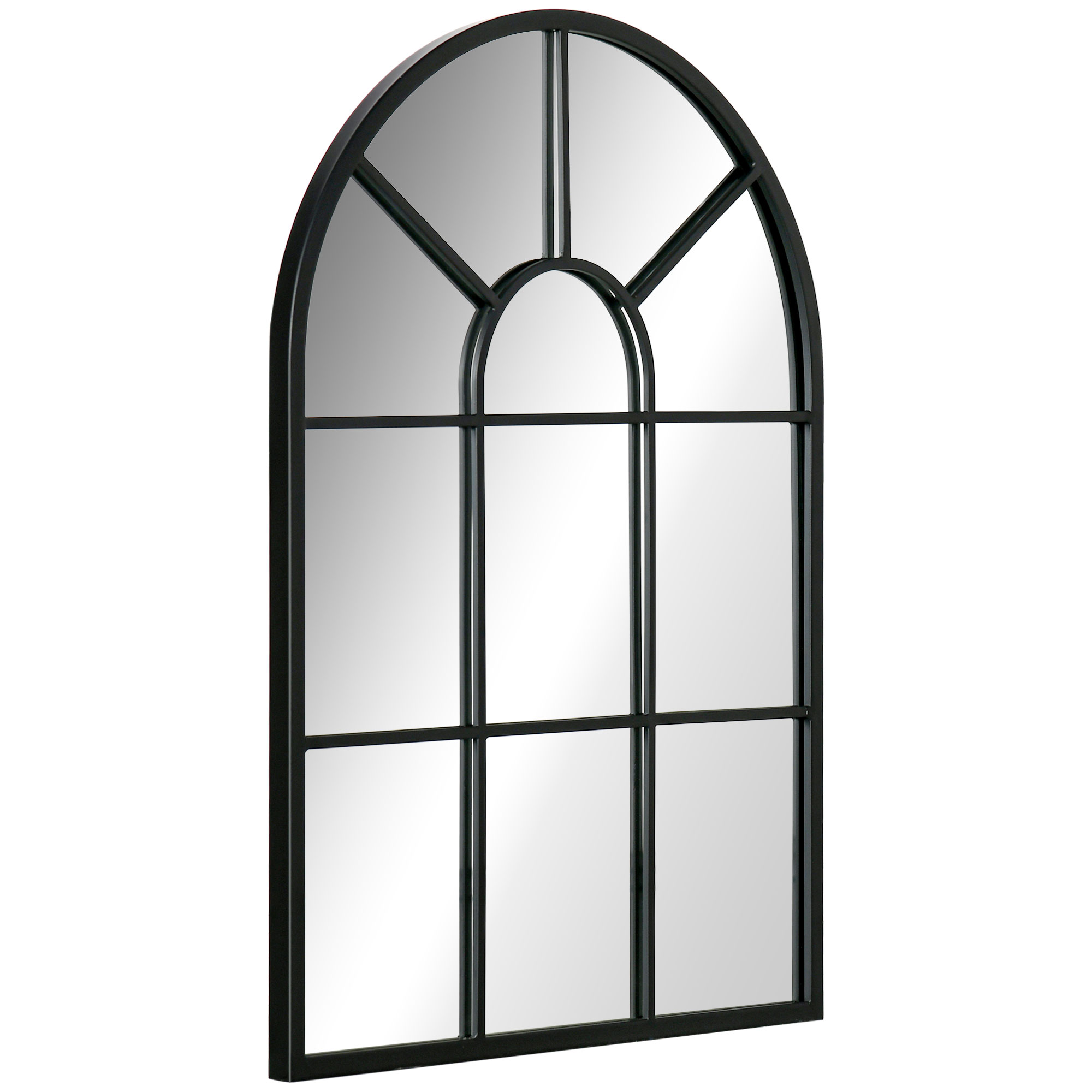 Wandspiegel, Fenster-Design, Flurspiegel, Metallrahmen, 70x50 cm, Schwarz
