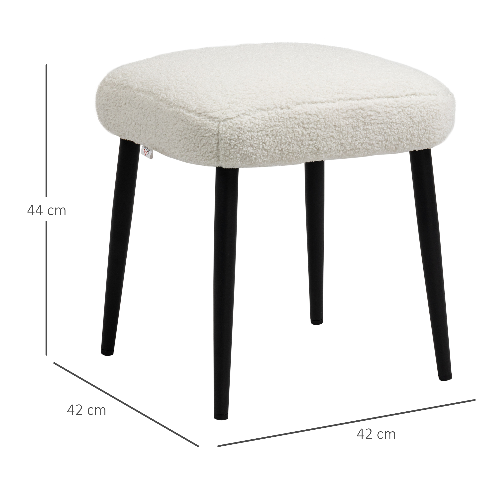 Aosom Hocker, Sitzhocker, Kaschmir-Optik, Fußhocker, Creme-Weiß