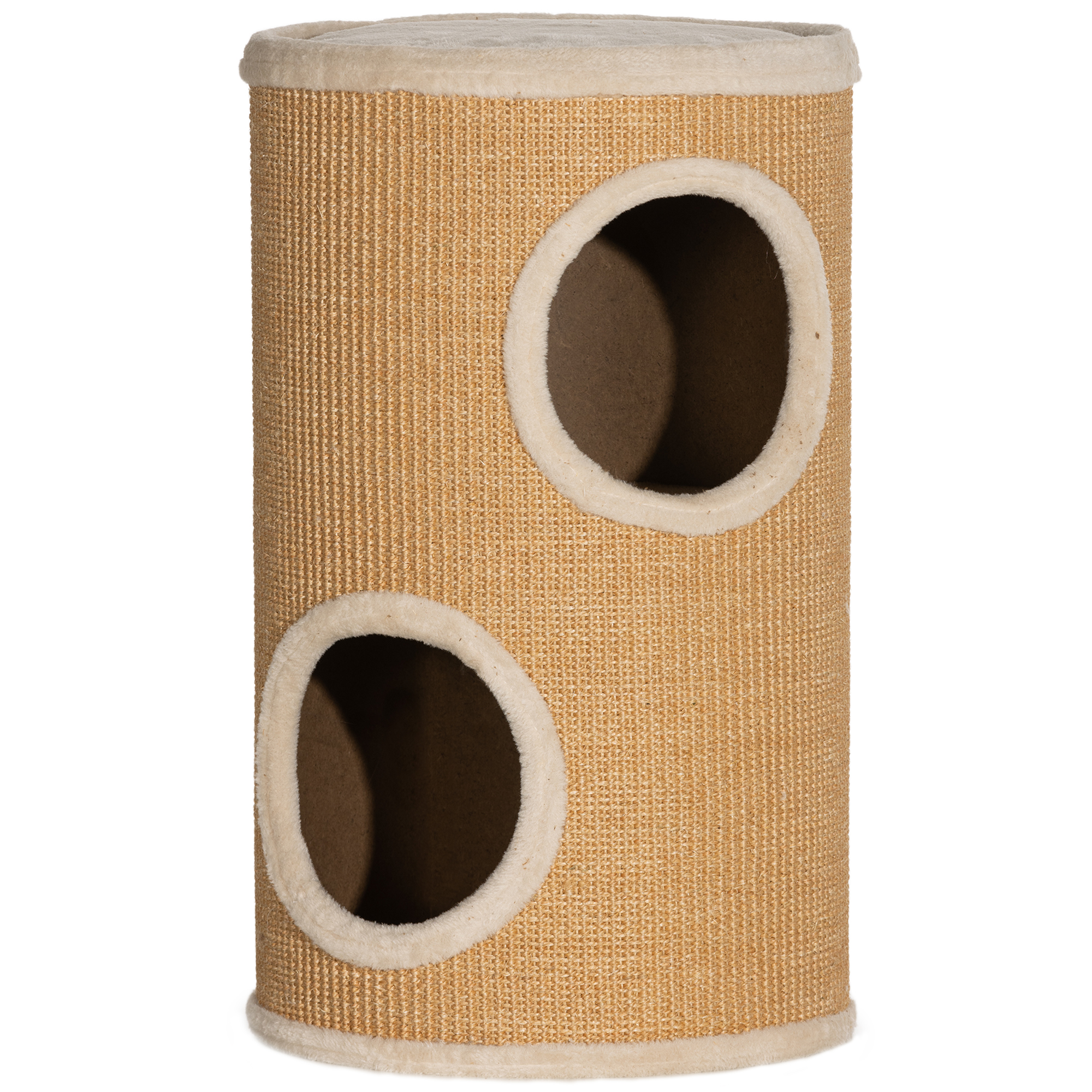 Katzenbaum mit viel Platz, Plüschbezug, Sisal-Oberfläche, ?35 x 60H cm, Braun-Beige, 10 kg
