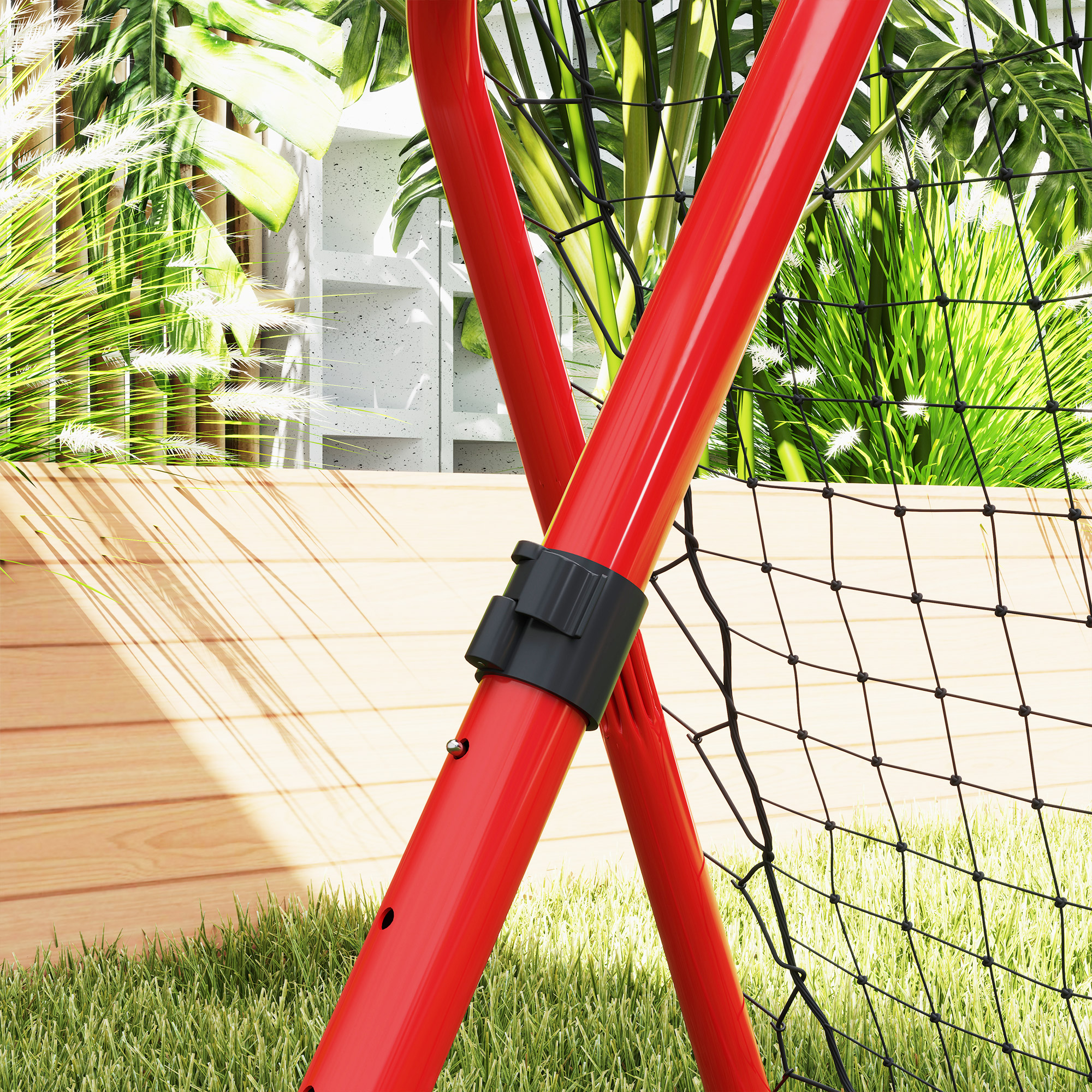 Fußball Rebounder-Netz, klappbar, Rückprallwand, Verstellbar in 5 Stufen, Metall, 78 x 84 x 65-78 cm, Rot