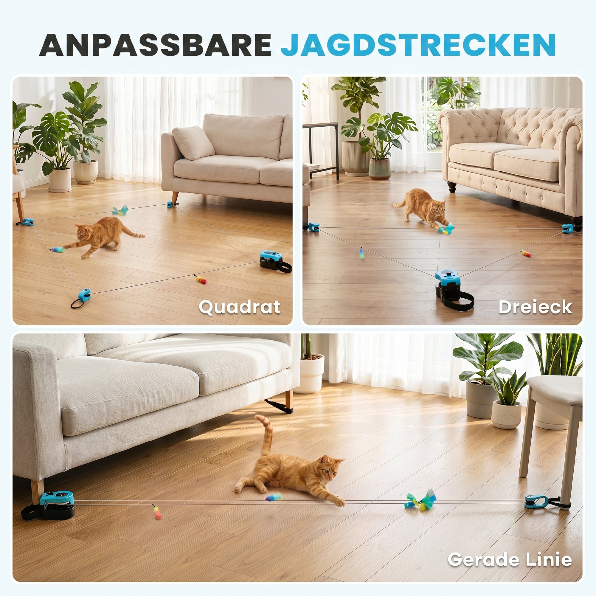 Automatisches/Ferngesteuertes Katzenspielzeug mit einstellbare Geschwindigkeit anpassbaren Laufwegen Schwarz