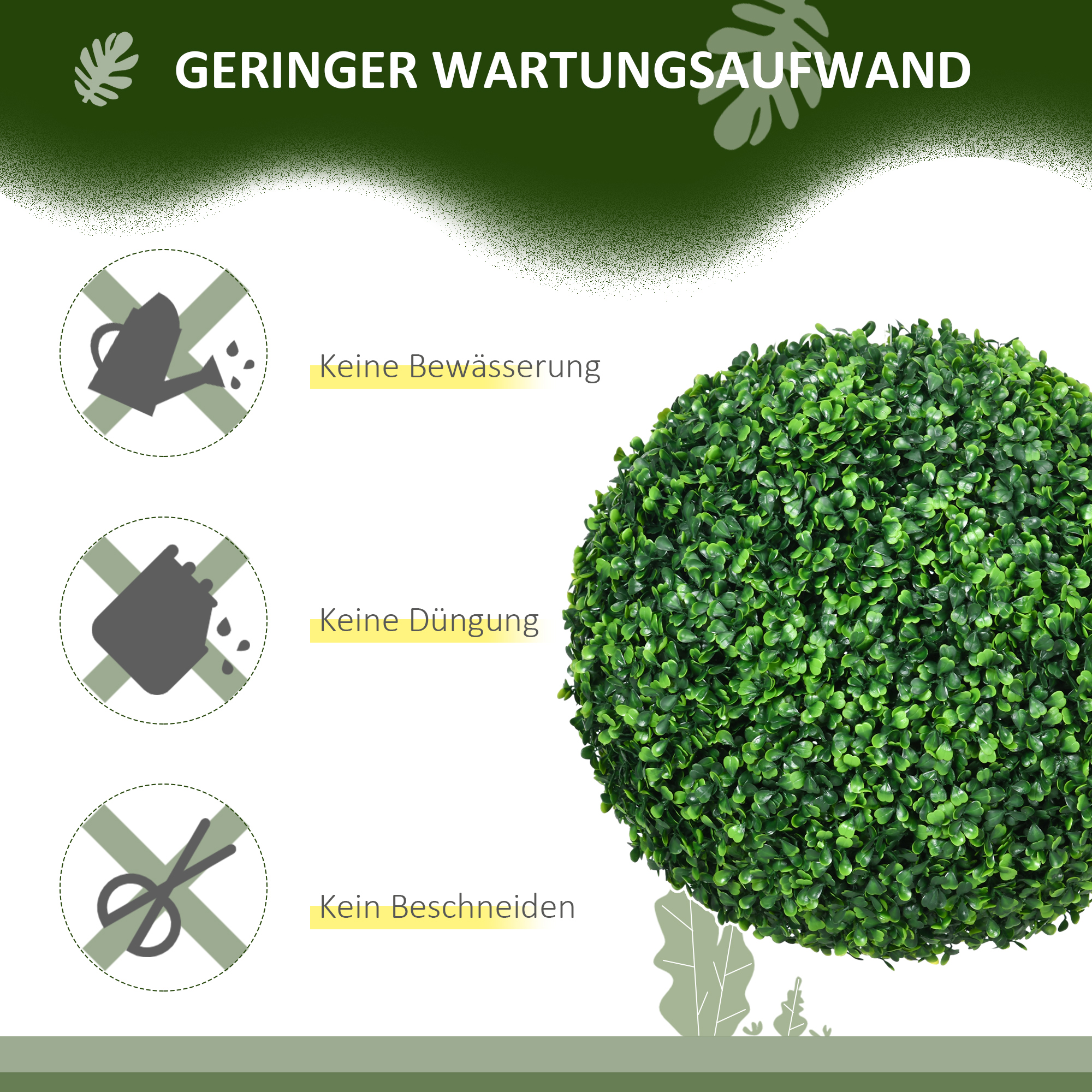 2er-Set Buchsbaumkugel, Künstliche Pflanzen, Zimmerpflanze mit UV-Schutz, Deko-Pflanze, für Indoor, Outdoor, Grün