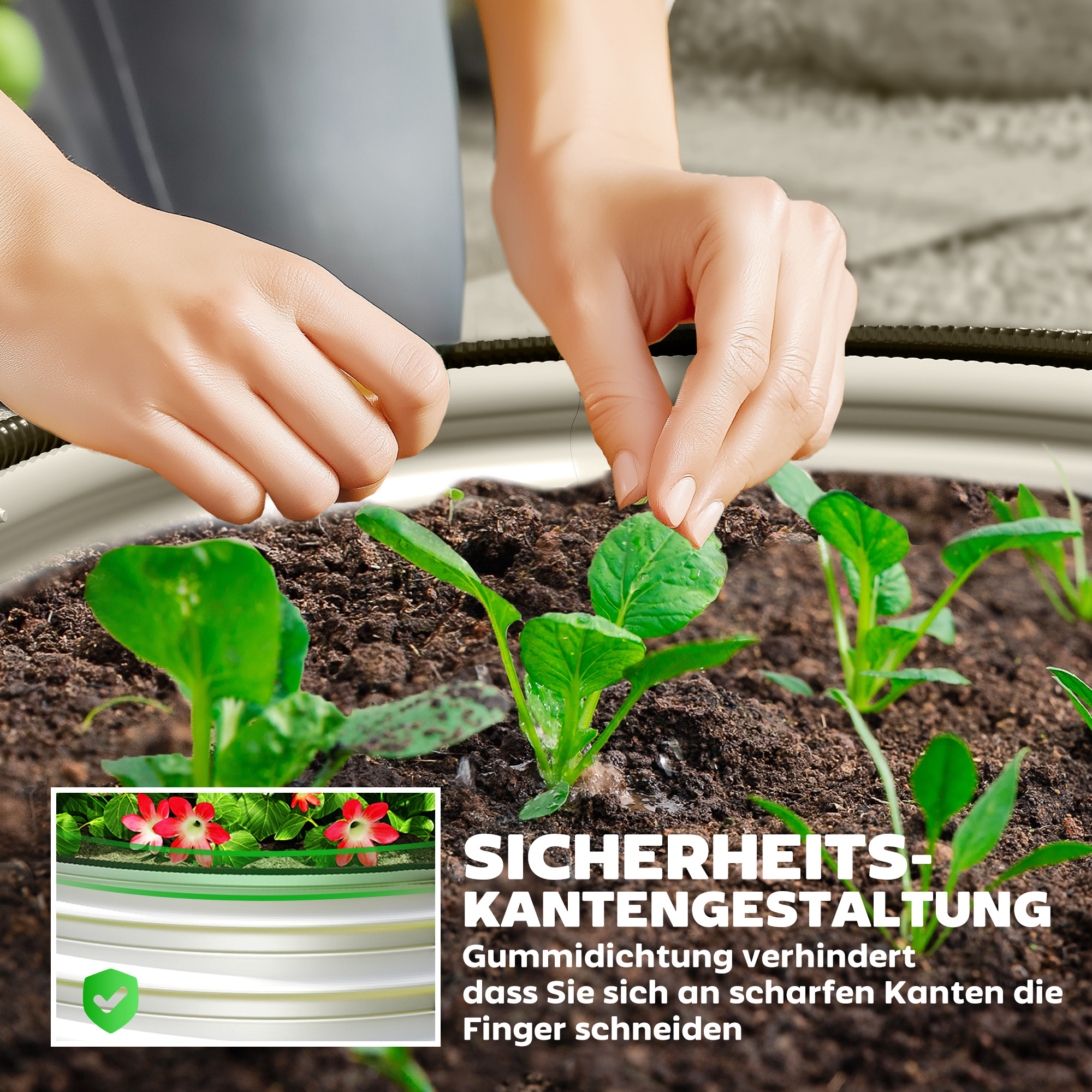 2er-Set Hochbeet Pflanzenbeet, modulares Hochbett, 2 Stück, ohne Boden, Ø60 x 30 cm. Silber