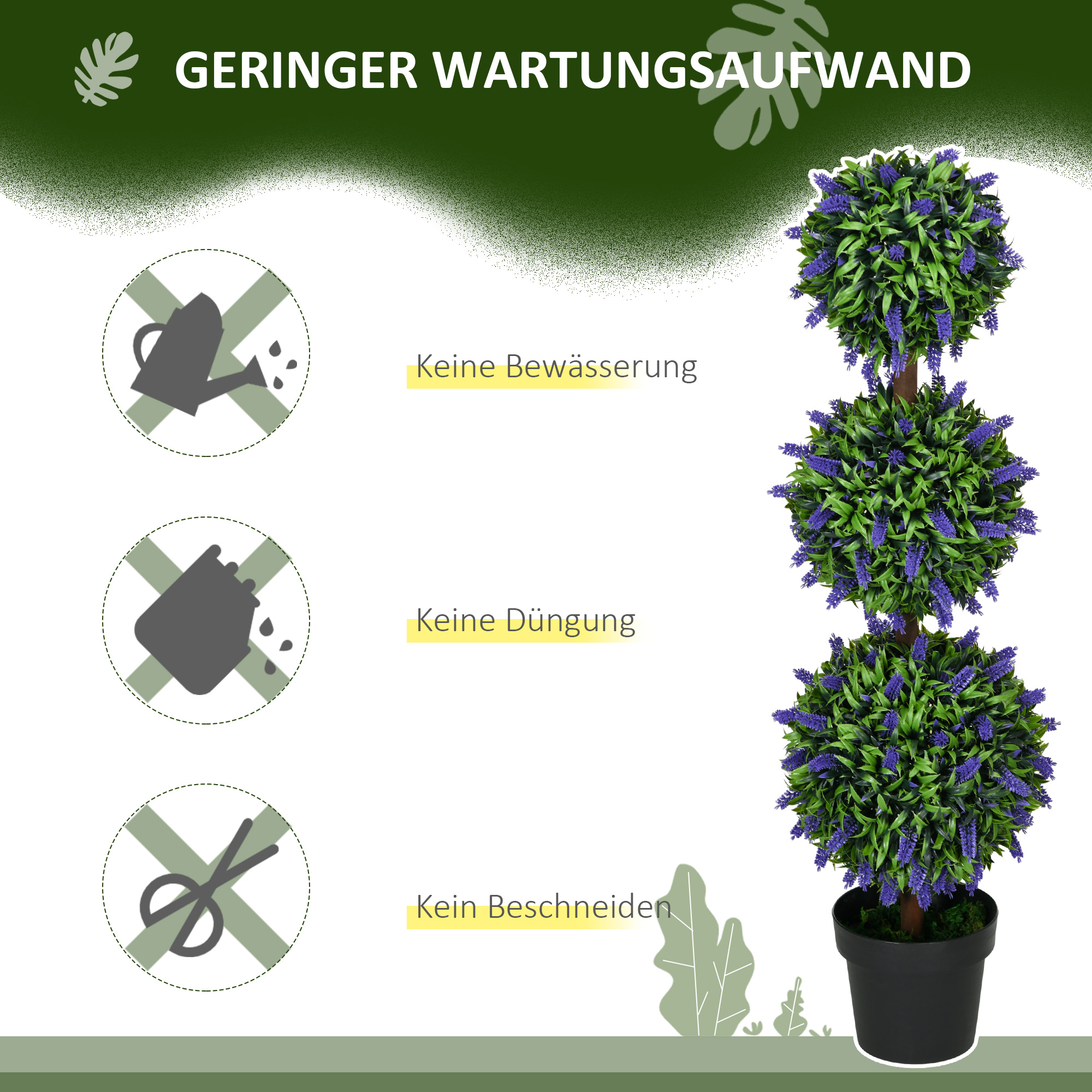 2er-Set Künstliche Pflanzen, UV-beständige Kunstpflanze im Blumentopf, 110 cm Zimmerpflanze für Wohnzimmer, Garten