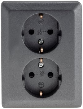 MILOS Schutzkontakt-Steckdose 2-fach / 250V~/ 16A, 1x UP, anthrazit