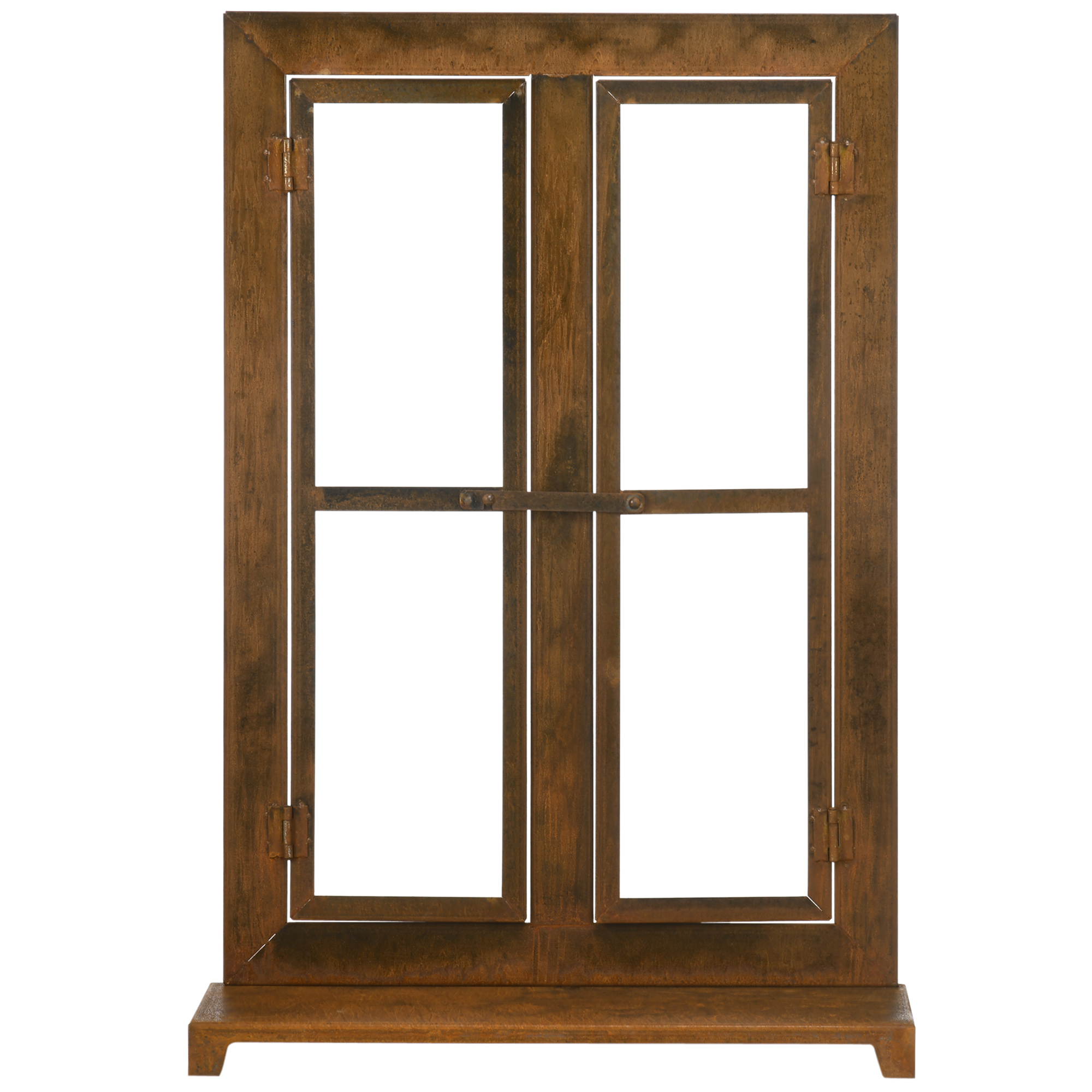 dekorativer Fensterrahmen für den Garten, Vintage-Design, 55 cm x 19 cm x 80 cm, Metall, Braun