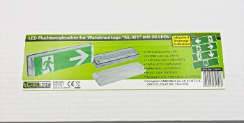LED Fluchtwegleuchte "NL-W1" 30 LEDs, Erkennungsw. 25m,Wandmontage, IP65