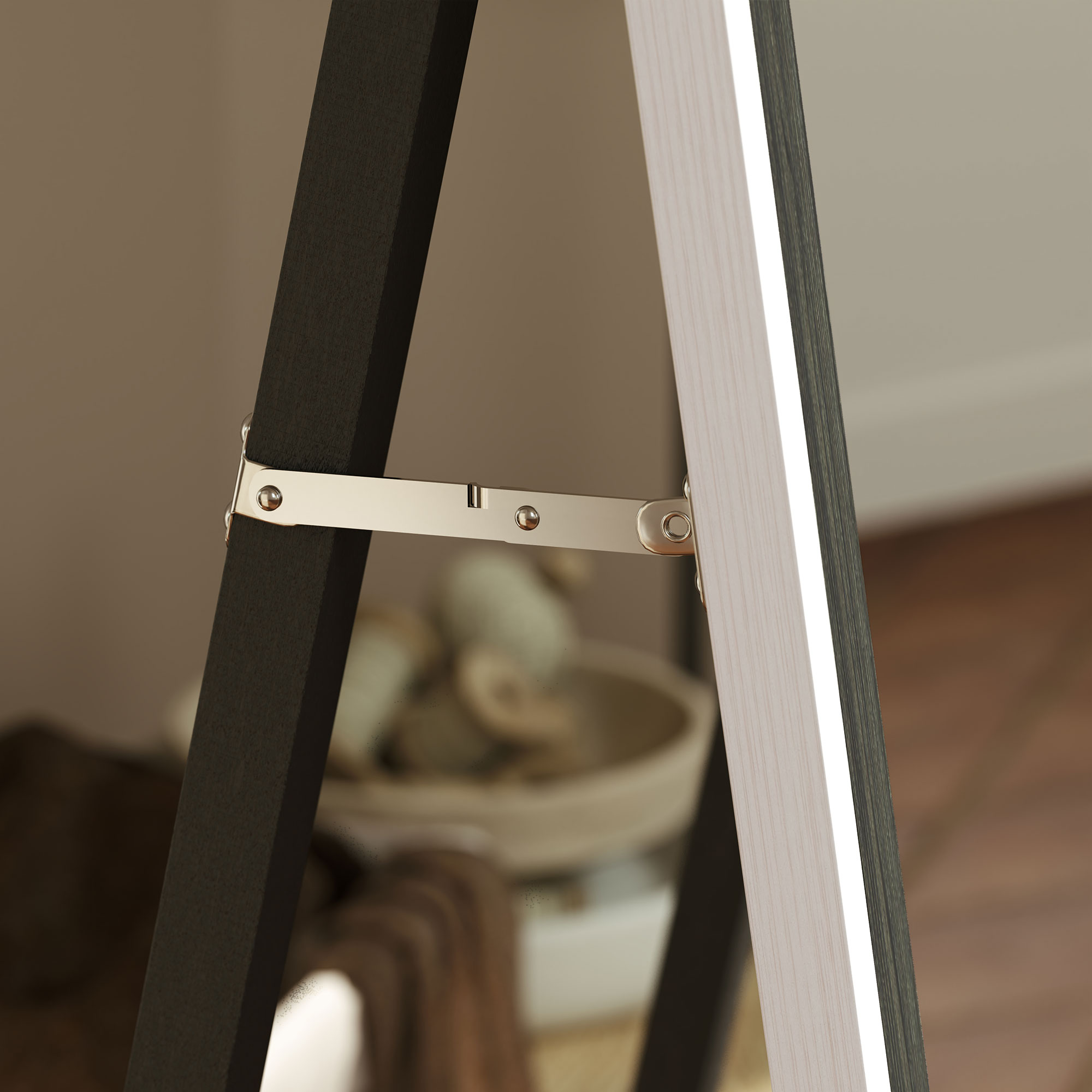 Ganzkörperspiegel, MDF-Rahmen, splitterfreie Folie, 162,6 x 53,3 cm, Grau