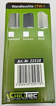 Außen-Wandleuchte "CTW-2", für 2x GU10, IP44, Edelstahl poliert
