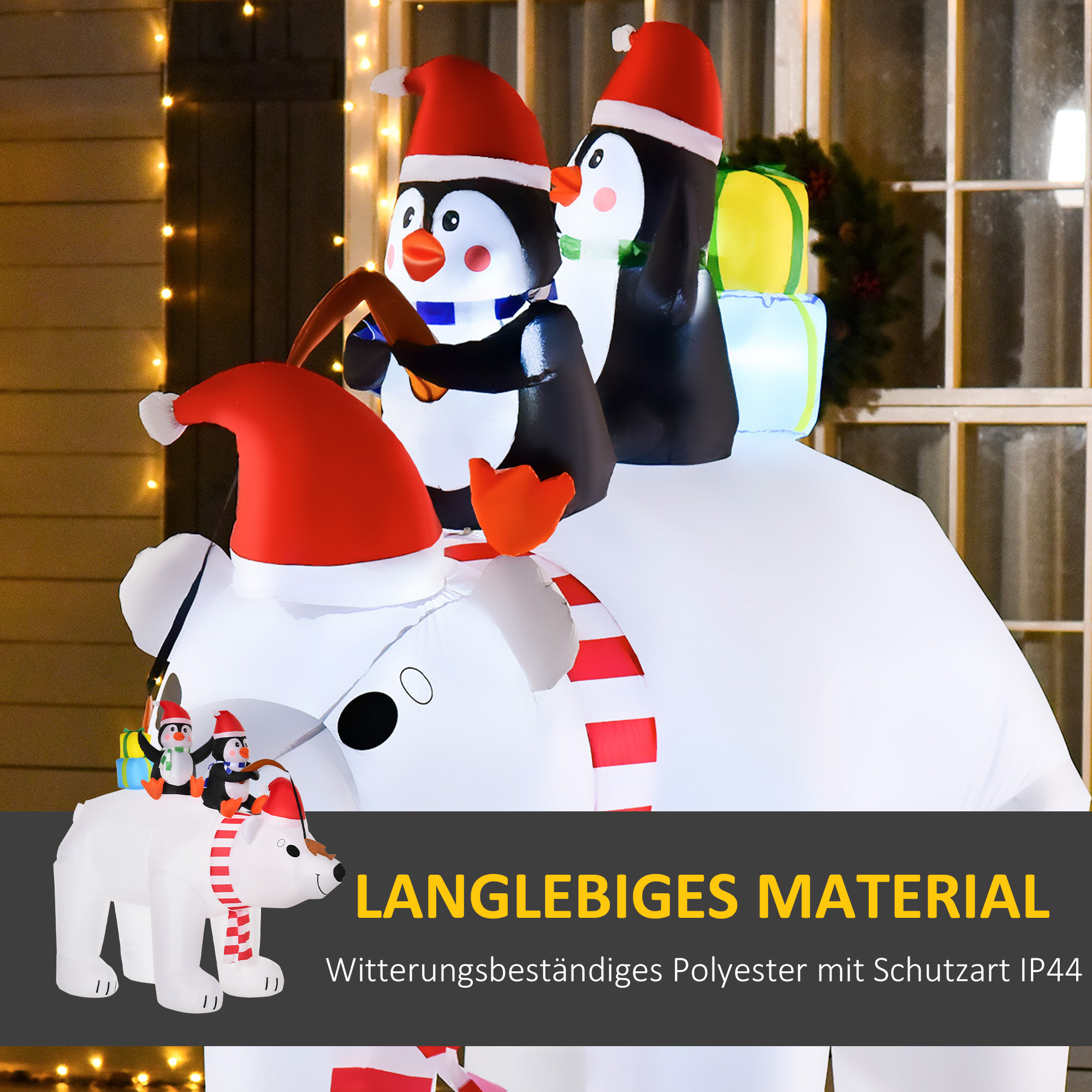 Aufblasbare Weihnachtsdekoration Aufblasbare Weihnachtsfiguren. selbstaufblasend inkl. Gebläse, 2 m, Mehrfarbig
