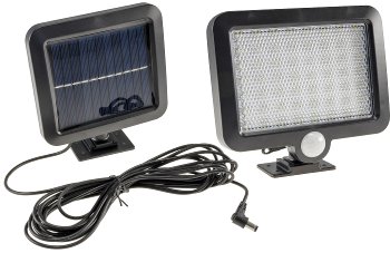 LED Solar Wandleuchte m. Bewegungsmelder / 300lm, 6000K, Akku, externe Solarzelle