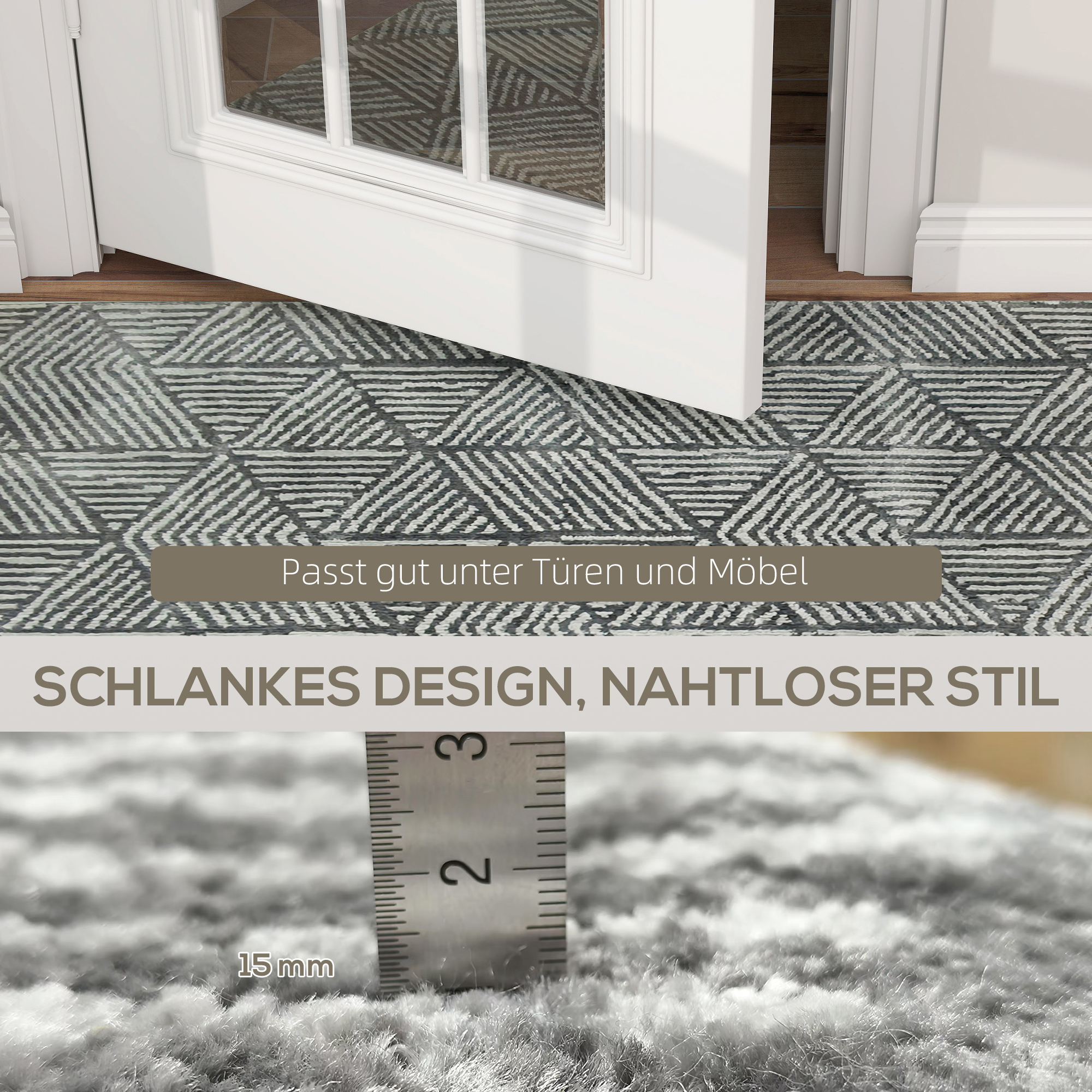 Teppich Wohnzimmerteppich im Modern Stil, waschbar Flächenteppich 150 x 80 cm Dunkelgrau