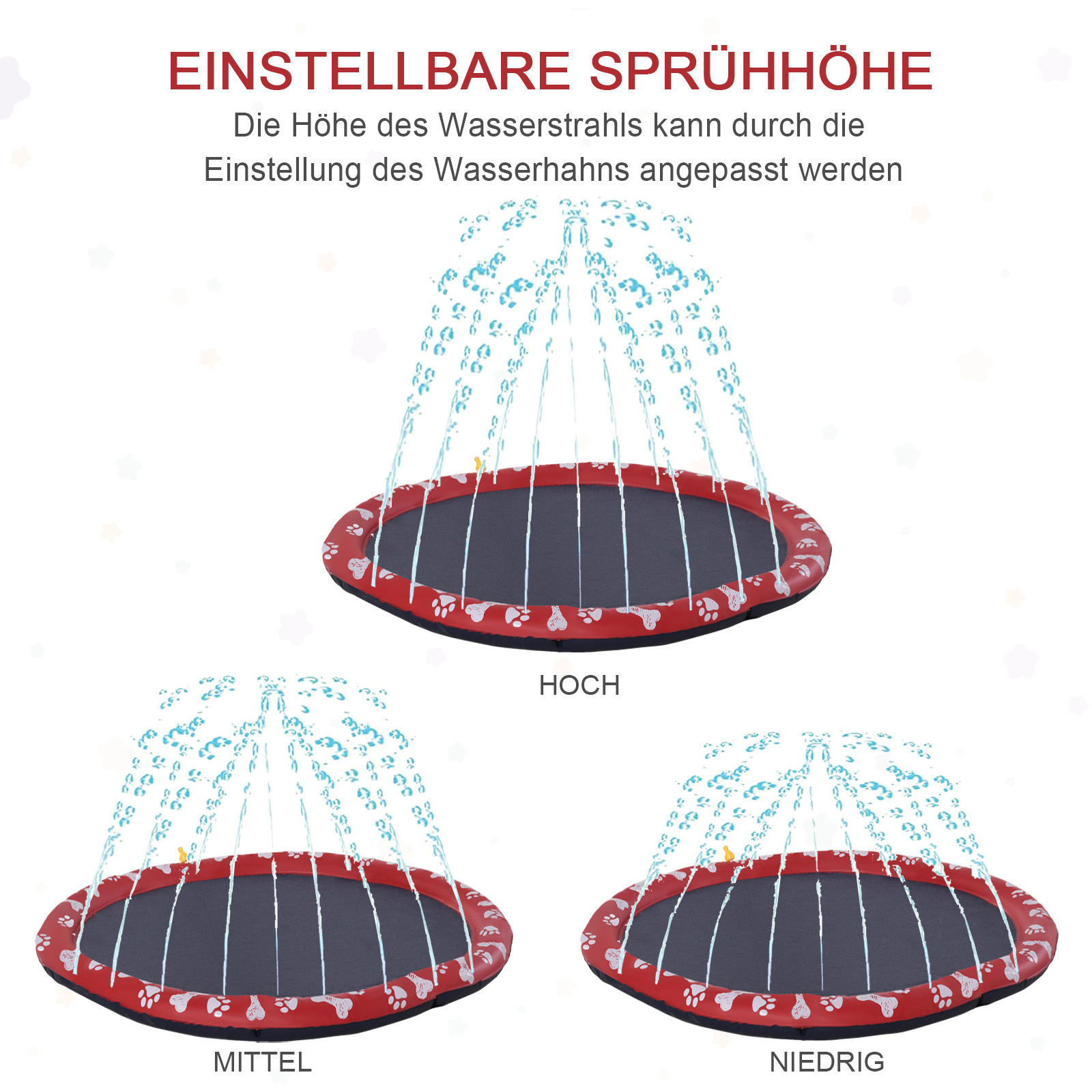 Hundepool, Wasser-Spielpool, rutschfest, robust, tierfreundlich, Ø170 cm, Rot