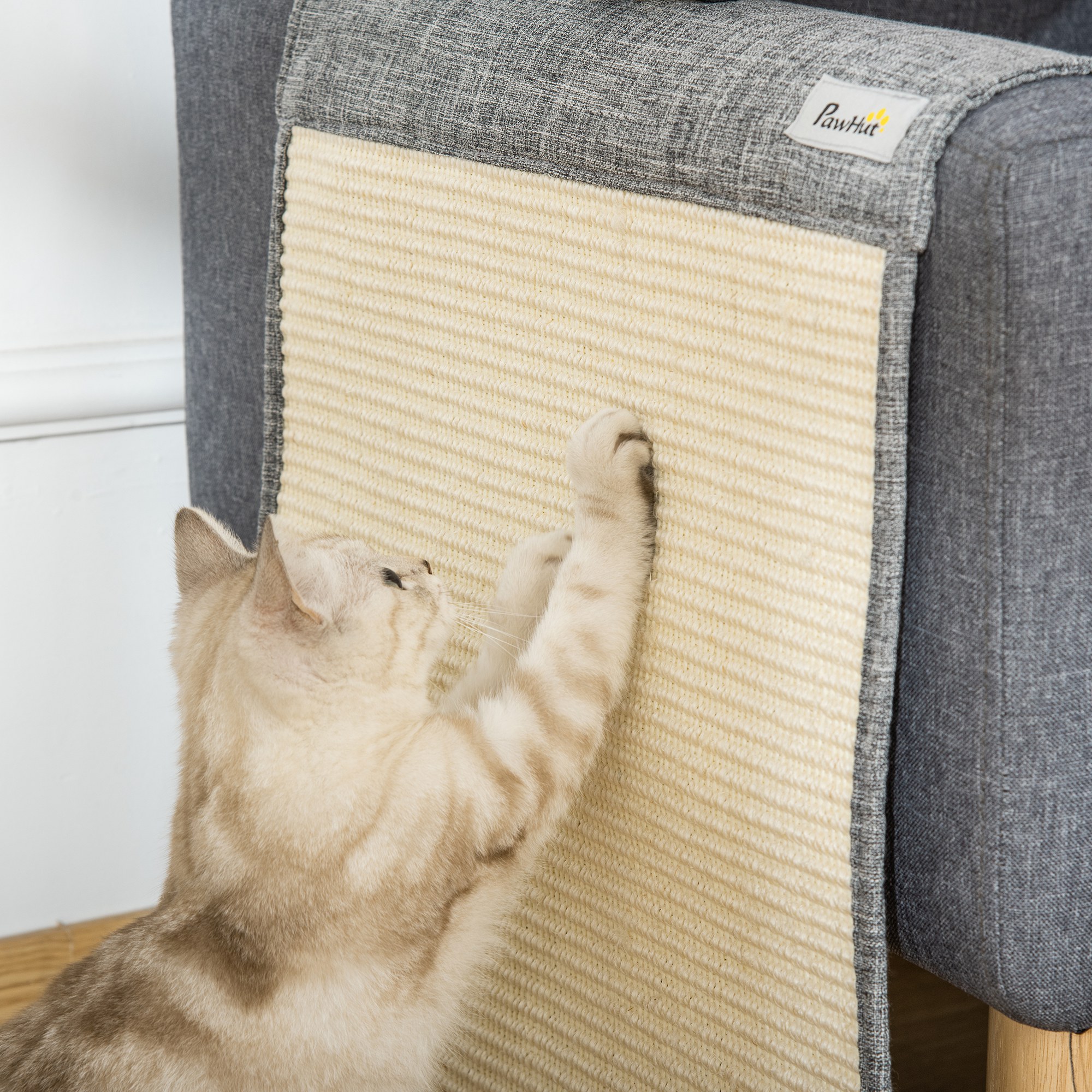 2er Kratzmatte Kratzschutz Sofa Sisal Kratzteppich für Katze Sessel Couch Katzenkratzmatte Grau 130 x 45 x 0,3 cm