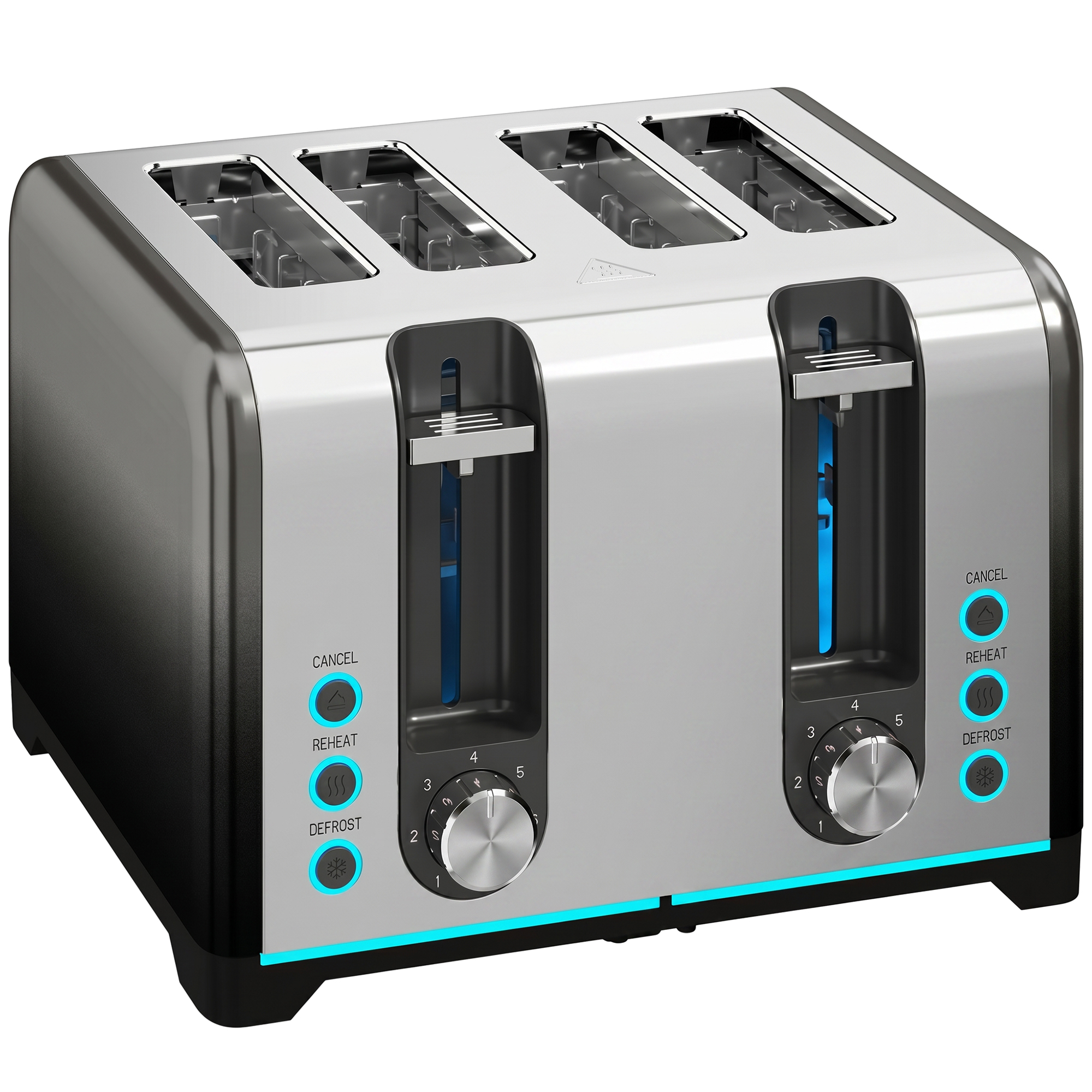 4-Scheiben-Toaster mit 7 Bräunungsstufen, Aufwärm-, Auftau- und Abbruchfunktion