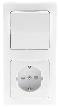 DELPHI Set Steckdosen + Schalter +Rahmen / 250V~/ 16A, Steckanschluss, weiß