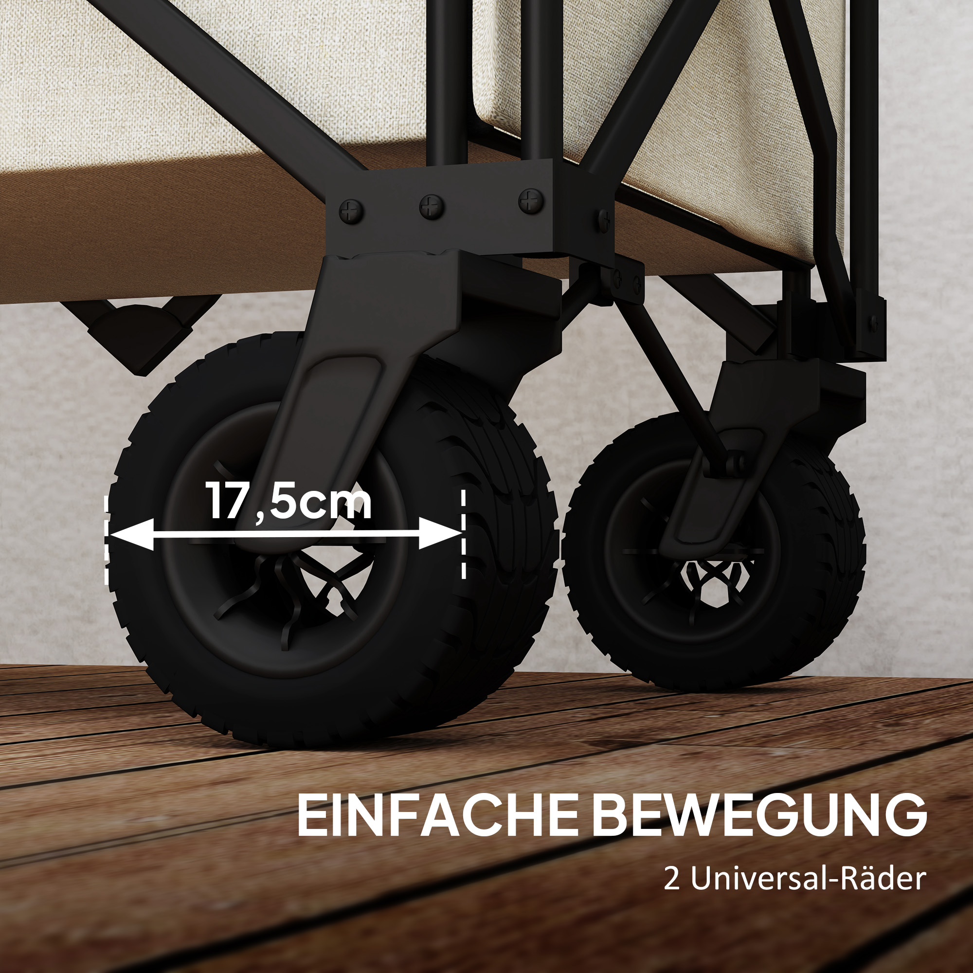 Gartenwagen 100 kg belastbar, klappbar Transportwagen mit herausnehmbare Plane, 90 x 48 x 92 cm Beige