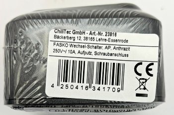 FASKO Wechsel-Schalter, AP, Anthrazit / 250V~/ 10A, Aufputz, Schraubanschluss