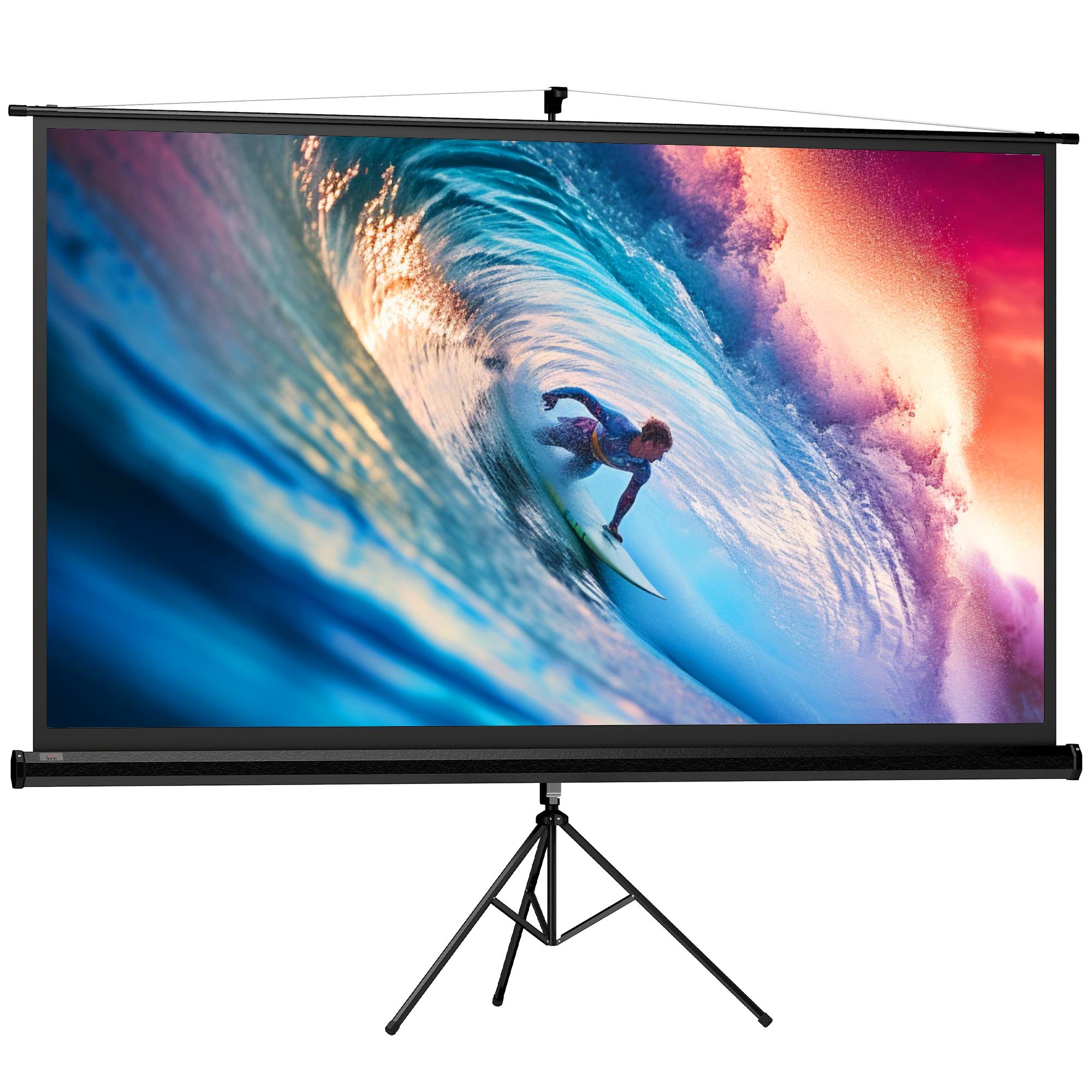 Beamer-Leinwand mit Stativ 221 x 124 cm 100 Zoll 16:9 HD 4K Rollo-Leinwand