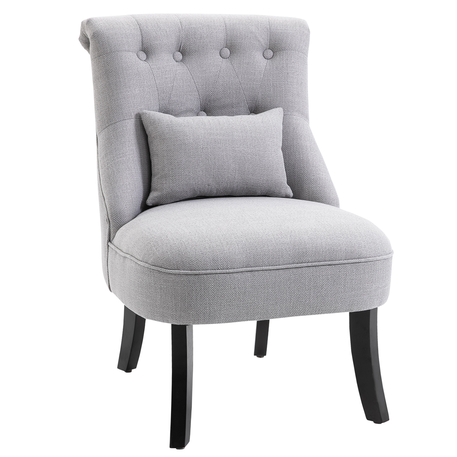 Sessel Wohnzimmer Relaxsessel Loungesessel Ruhesessel mit Rückenkissen, Holzbeine, Lesesessel mit Leinenoptik, Polstersessel für Schlafzimmer, Grau