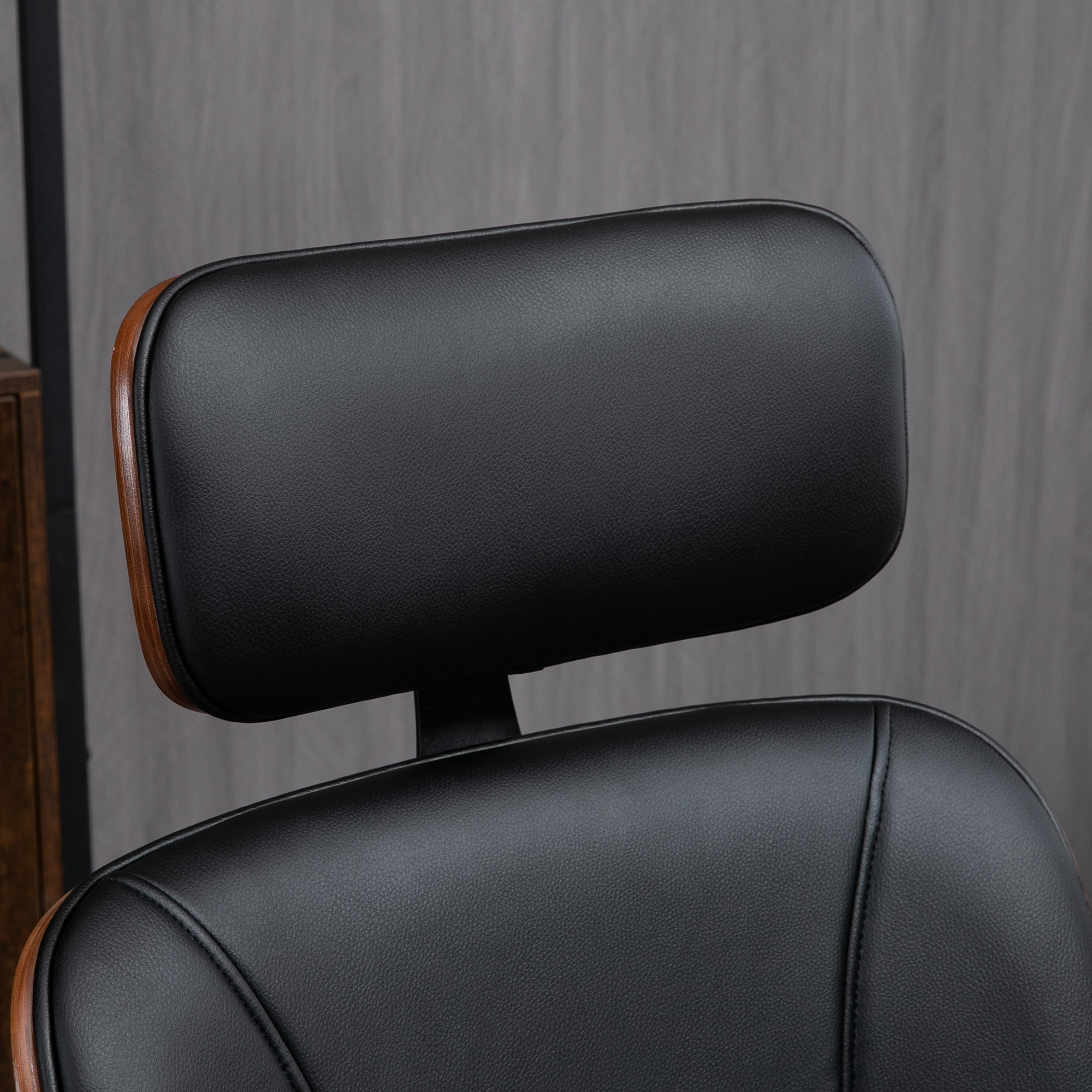 Bürostuhl Ergonomischer Schreibtischstuhl mit Hoher Rückenlehne, Abnehmbarer Kopfstütze für Home-Office Schwarz