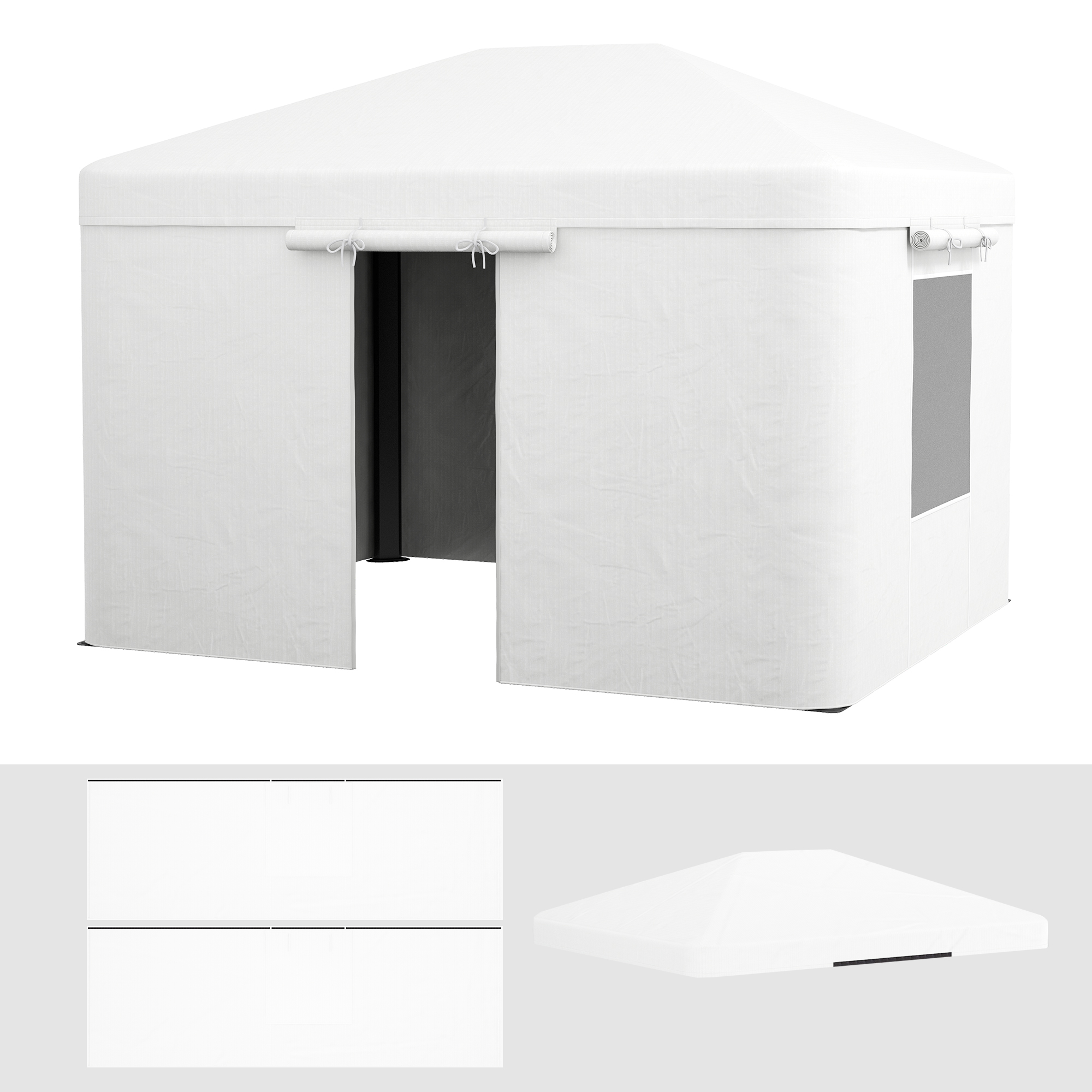 Pavillon-Ersatzdach Ersatzvordach, wetterbeständig, 360  x 300 x 270 cm, Weiß