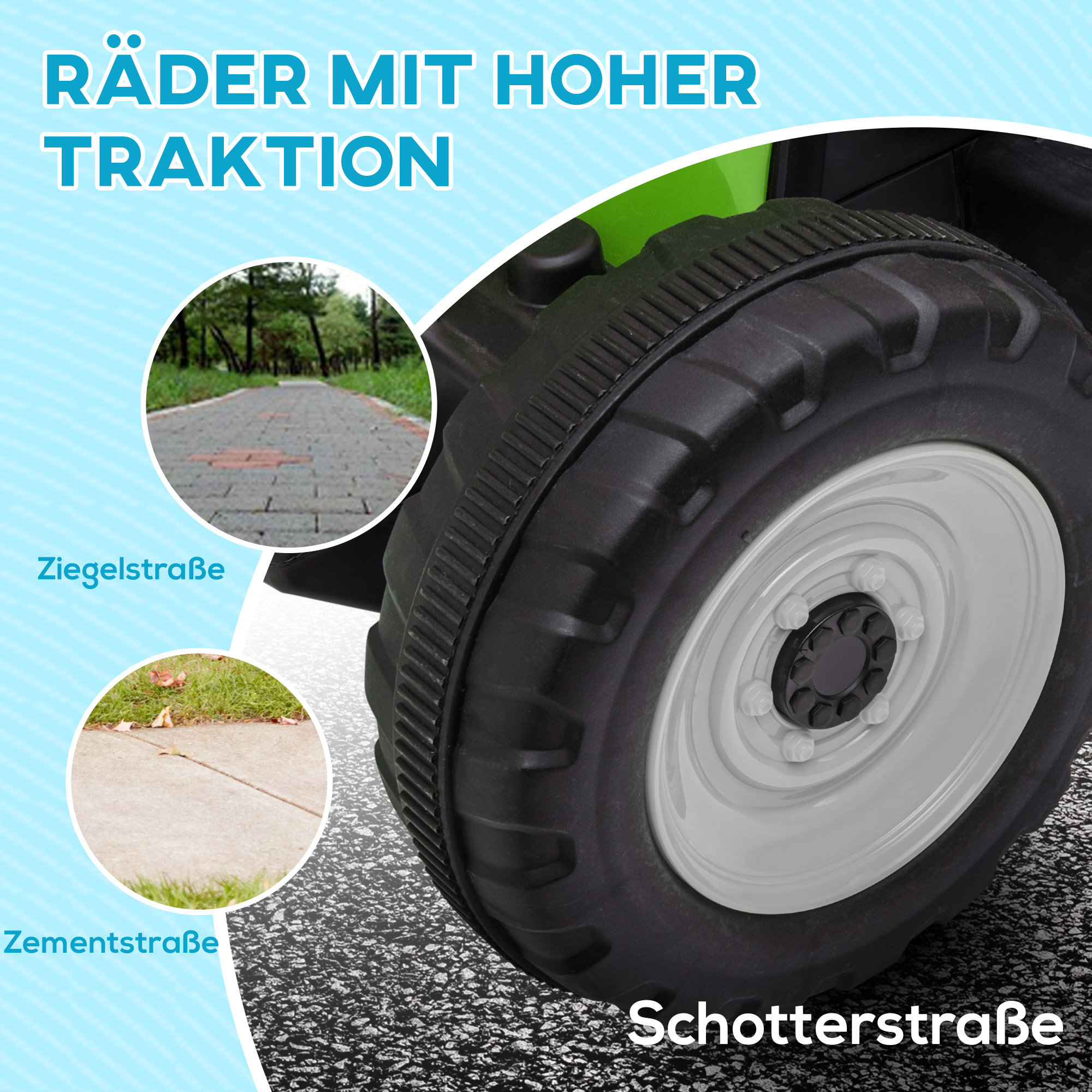 Elektrischen Kinderauto, Kinder-Traktor, inkl. Eltern-Fernbedienung, max. Geschwindigkeit von 6 km/h;, Grün + Schwarz