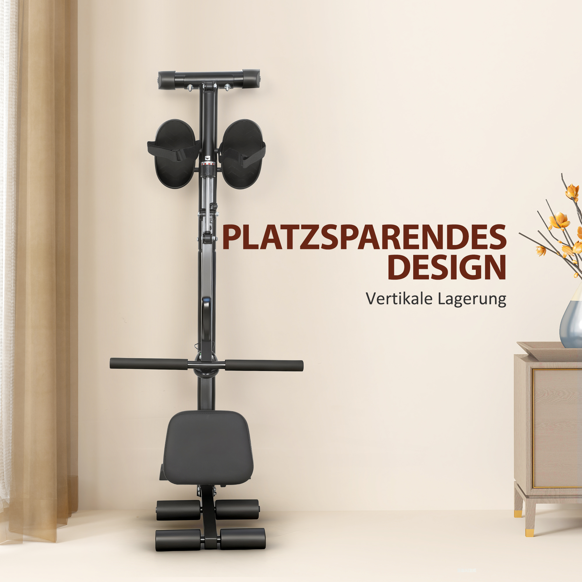 Rudermaschine, Rudergerät für Situps, 12-stufig verstellbar, 2-in-1 Kardiogerät, LCD-Anzeige, Stahl, Kunststoff, Schwarz