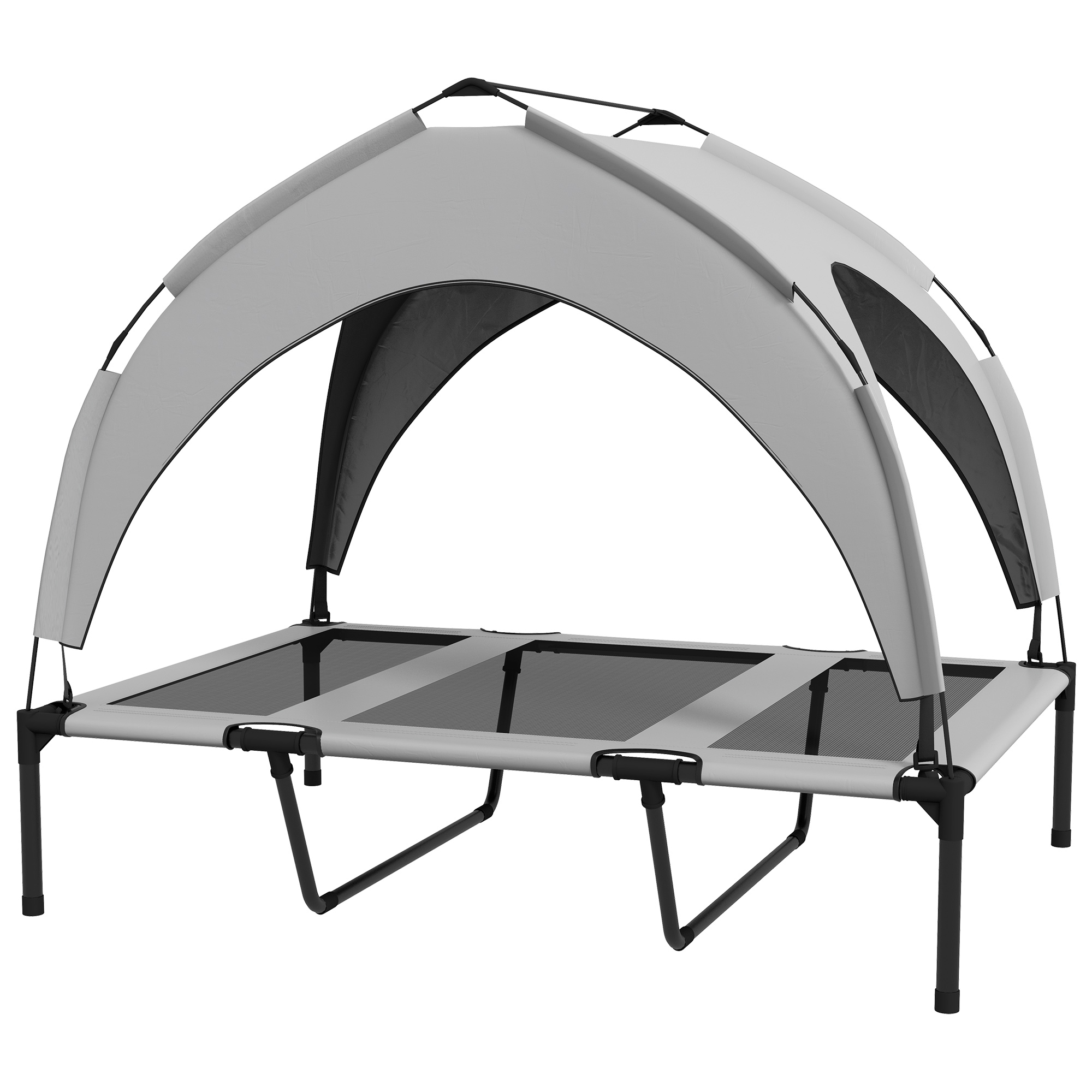 Hundebett Outdoor-Hundebett, wetterbeständig, erhöhtes Gestell, 106 x 76 x 94 cm, Hellgrau