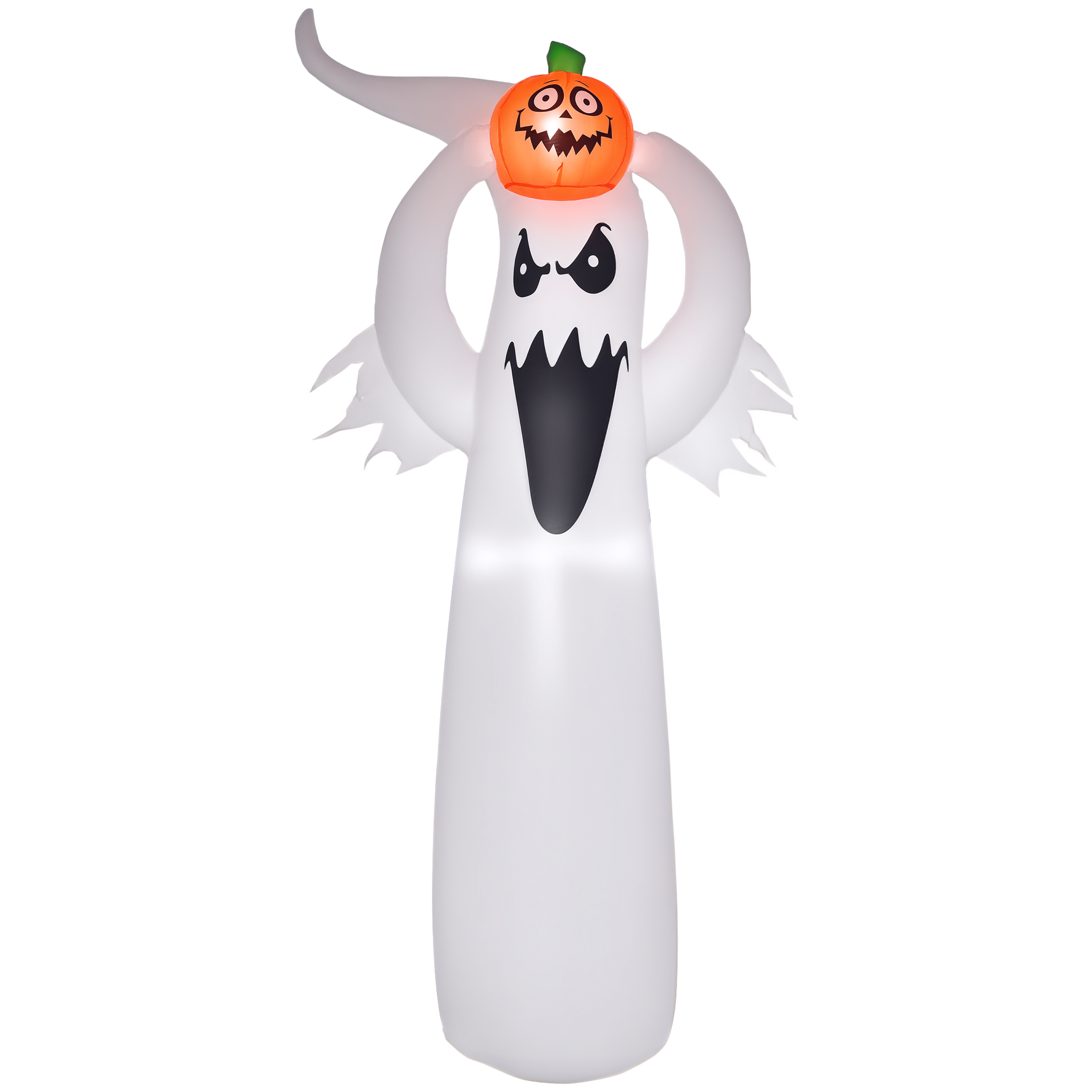 Halloween aufblasbares Gespenst 1,8 m Dekoration mit LEDs Weiß + Orange Polyester 80 x 40 x 180 cm