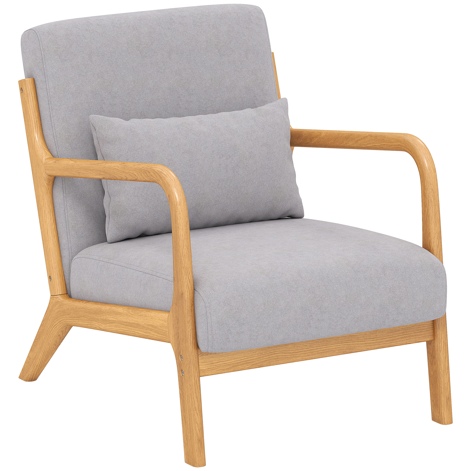 Eleganter Lounge-Sessel mit Holzrahmen und Schaumstoff-Polsterung, Samtoptik, für Wohnzimmer, Schlafzimmer, Grau