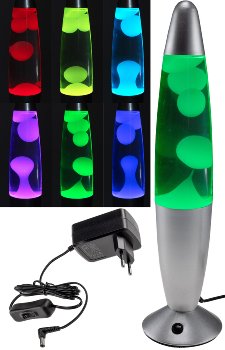 Lavalampe "CTL Funky LED" 34cm RGB / Wasser & Wachs: Klar, Body: Silber