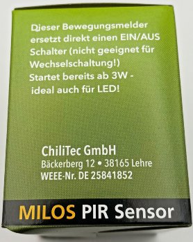 MILOS Bewegungsmelder 160°, anthrazit / LED geeignet,  250V~, Unterputz, 2-Draht
