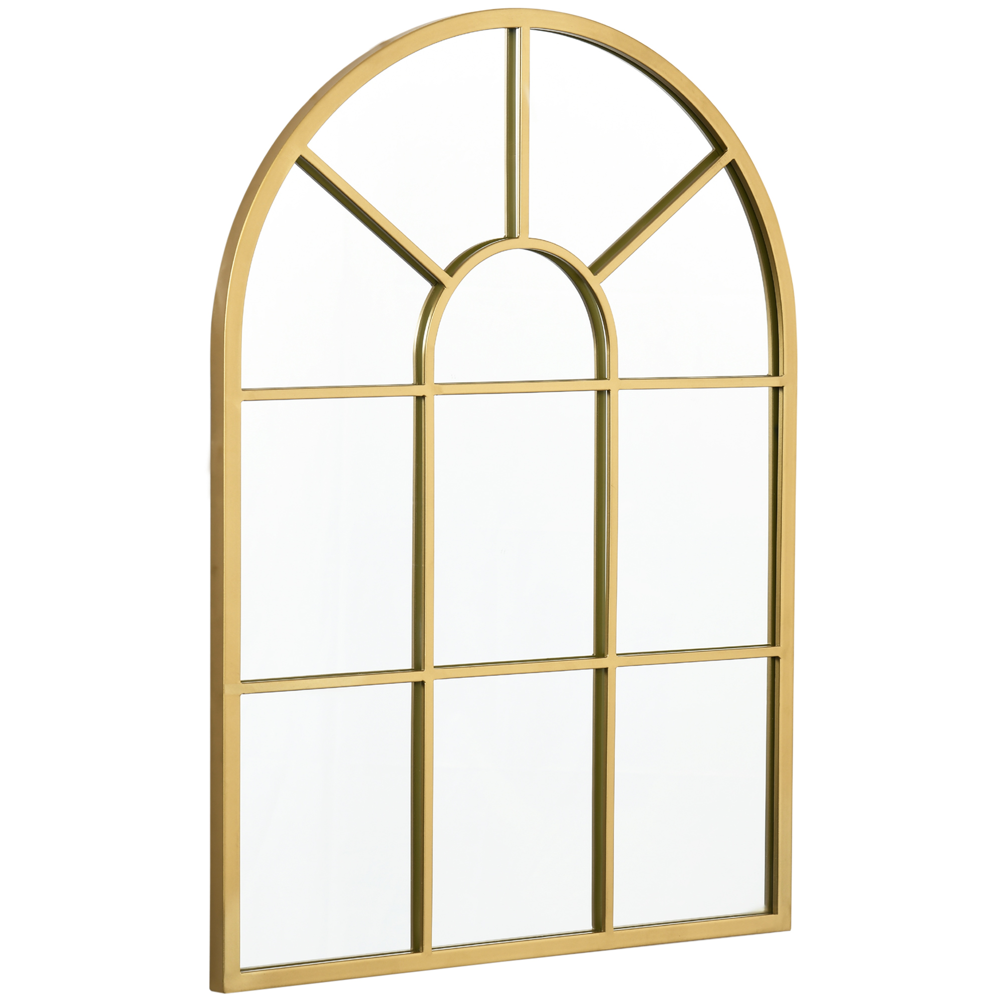 Fensterspiegel mit Metallrahmen, 70 x 2 x 50 cm, goldfarben