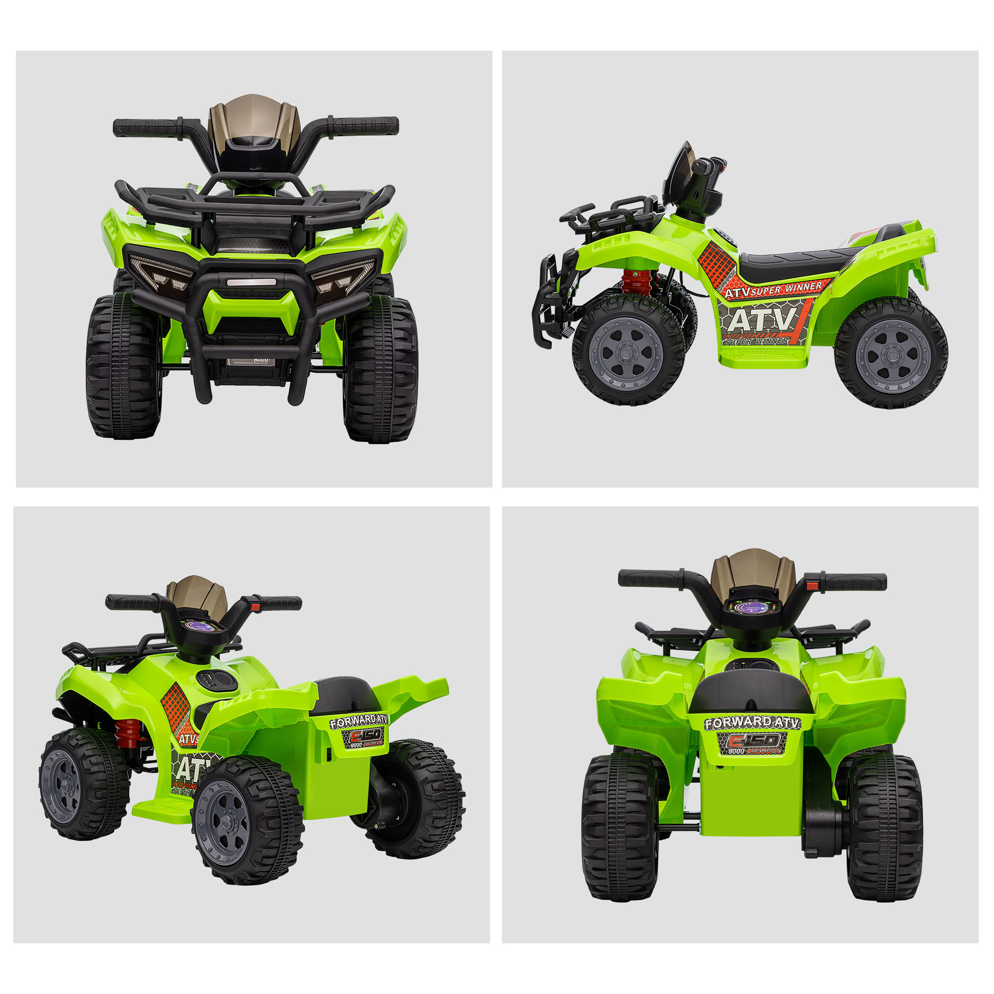 Kinder Quad Elektro 6V Kinderquad mit Vorwärtsfunktion, Musik, Elektro-Quad für Kinder 1,5-3 Jahre Grün