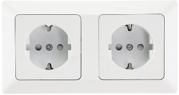 MILOS Set 2 Steckdosen + 2-fach Rahmen, 250V~/ 16A, Steckanschluss, Matt-weiß