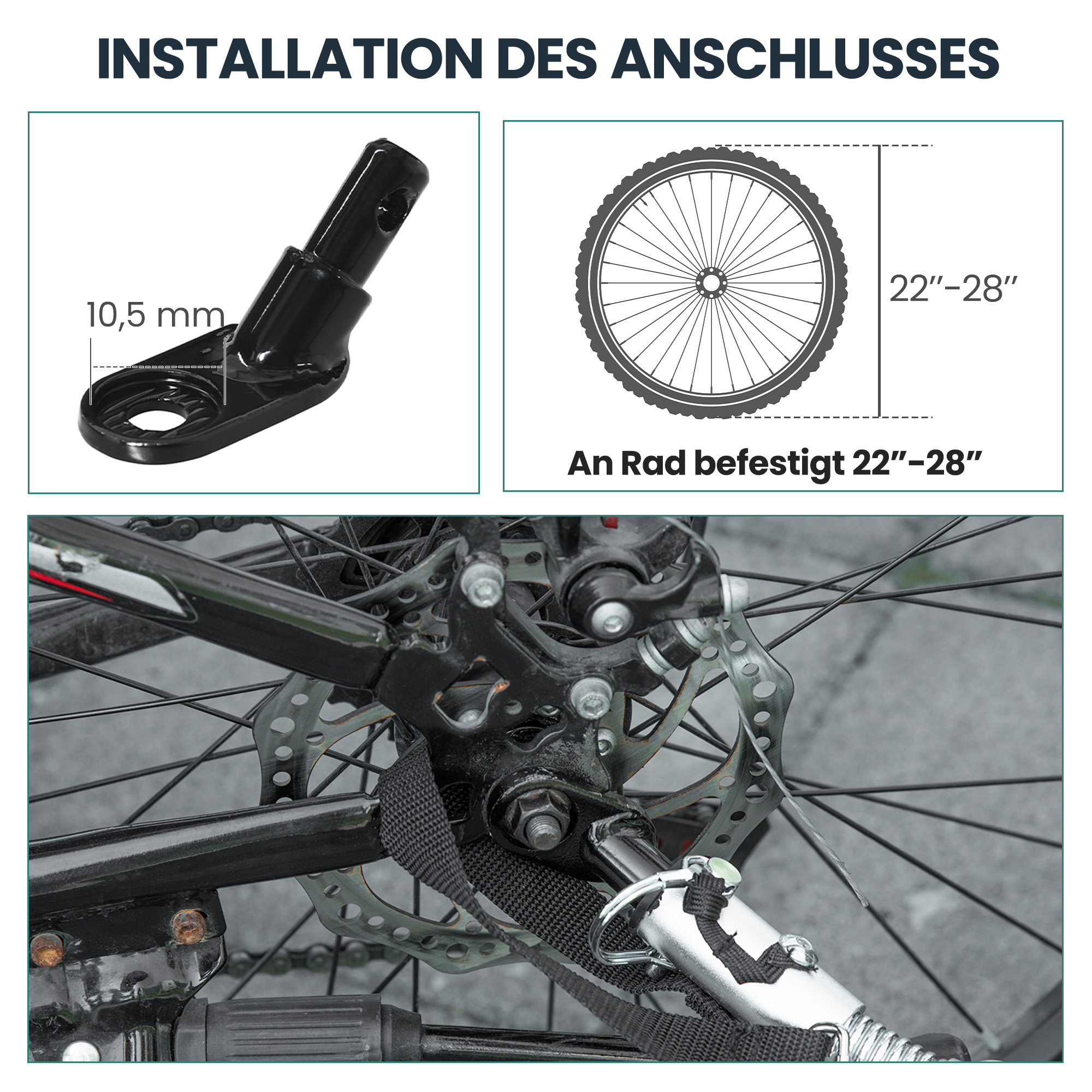 Fahrradanhänger 170 Liter Fahrrad Lastenanhänger mit Kupplung Abdeckplane 51 cm Schnellspannend Luftreifen bis 40 kg