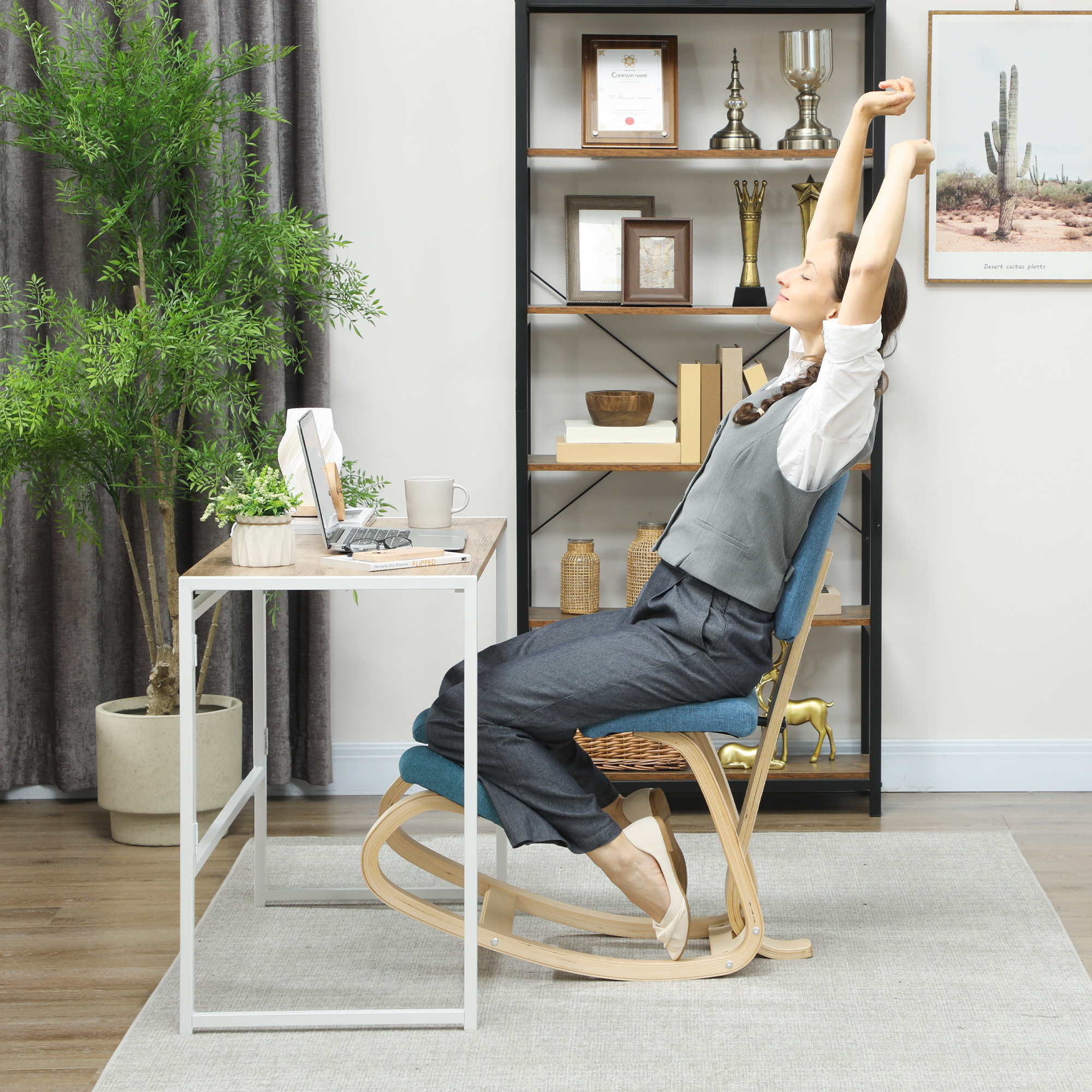 Ergonomischer Kniestuhl, Kniehocker Gesundheitsstuhl für Zuhause, Büro, Meditation Dunkelblau