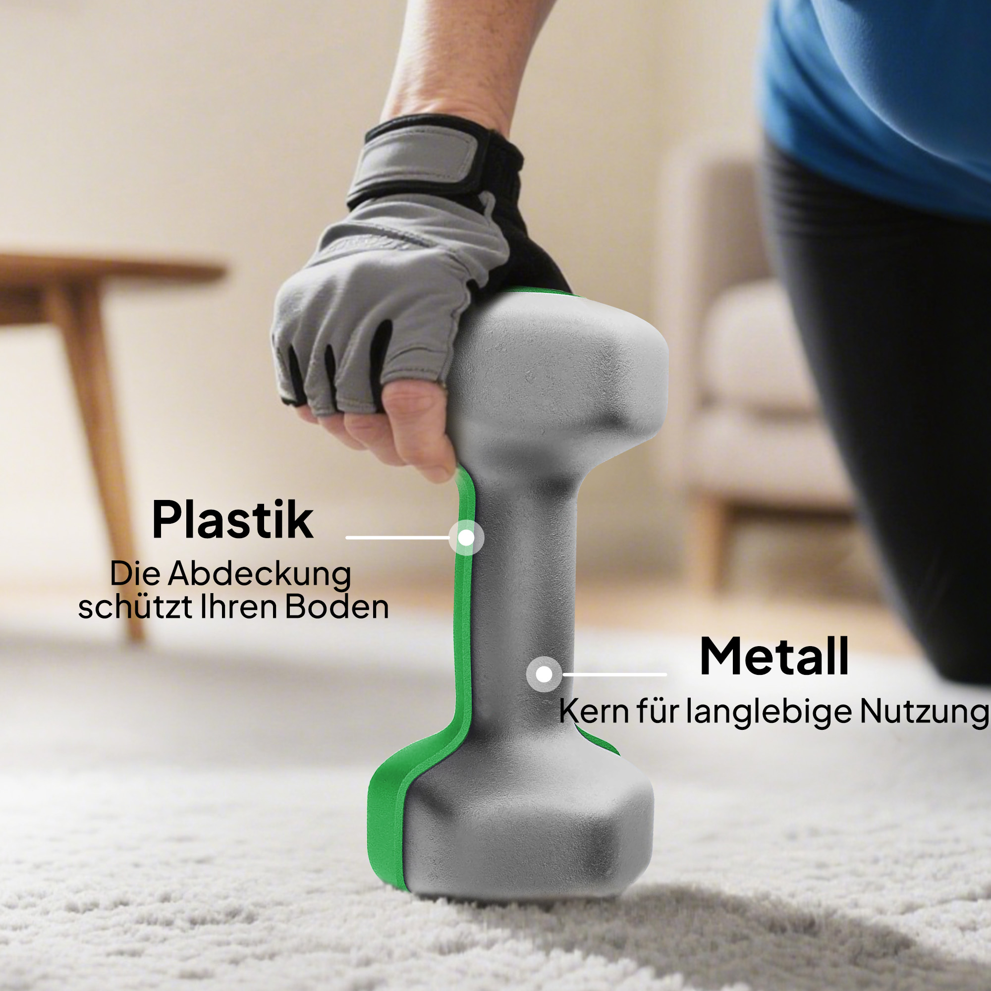 Hanteln Set 4 Paar Kurzhanteln mit Aufbewahrungsständer rutschfeste Griff, 1-4 kg Hexagon