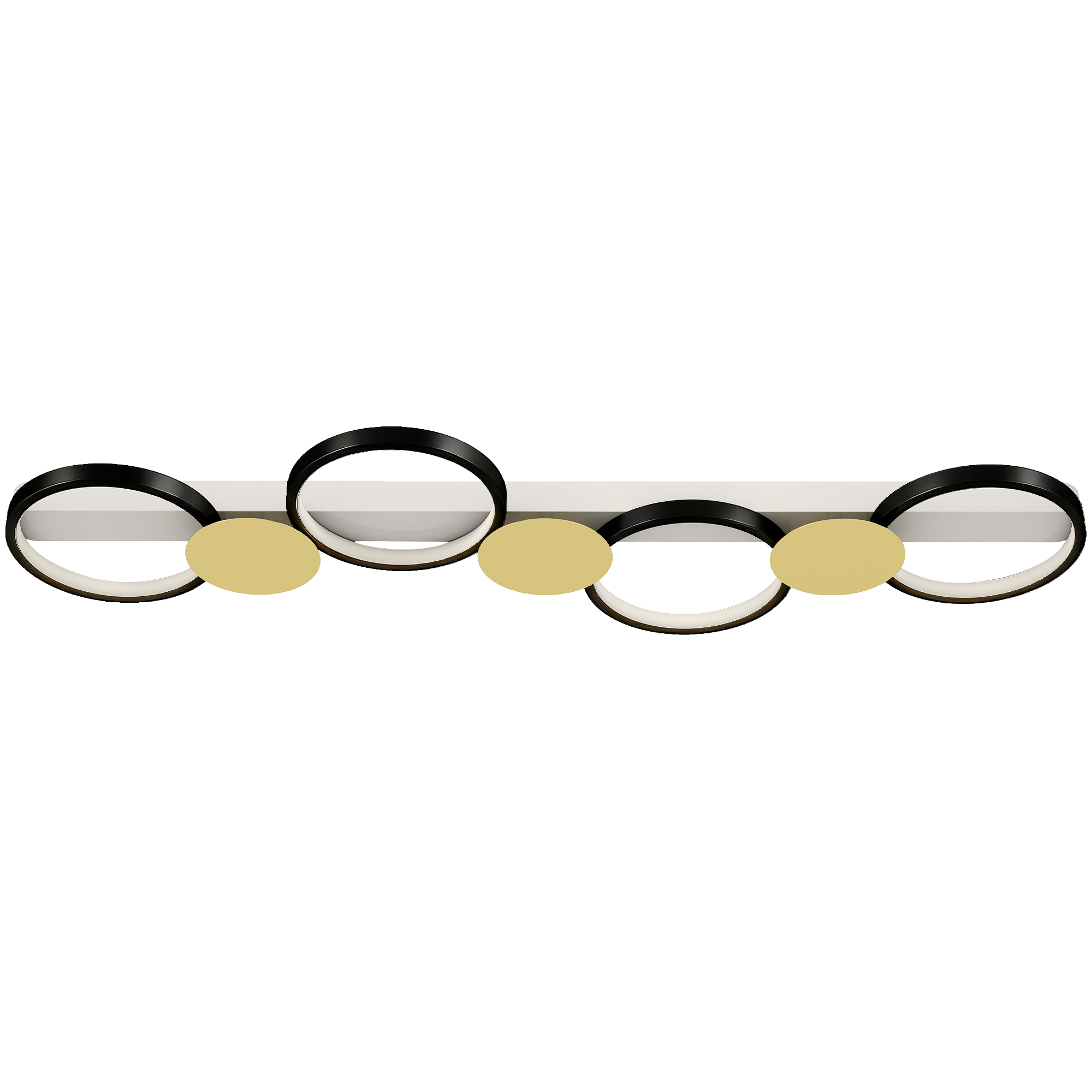 Deckenleuchte LED 38W 1500LM 3000K-6500K Deckenlampe Wohnzimmerlampe mit 4 Glühbirnen Fernbedienung Schwarz+Gold