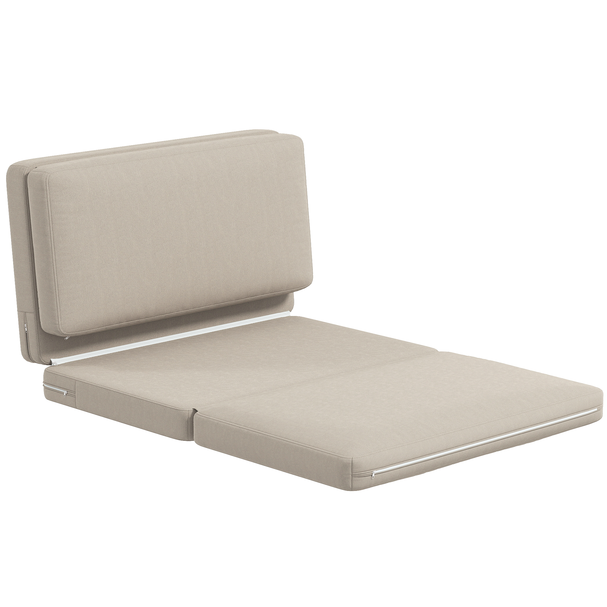 2-in-1 faltbarer Relaxsessel, Gästematratze, teilbar, 120 cm breit, Beige