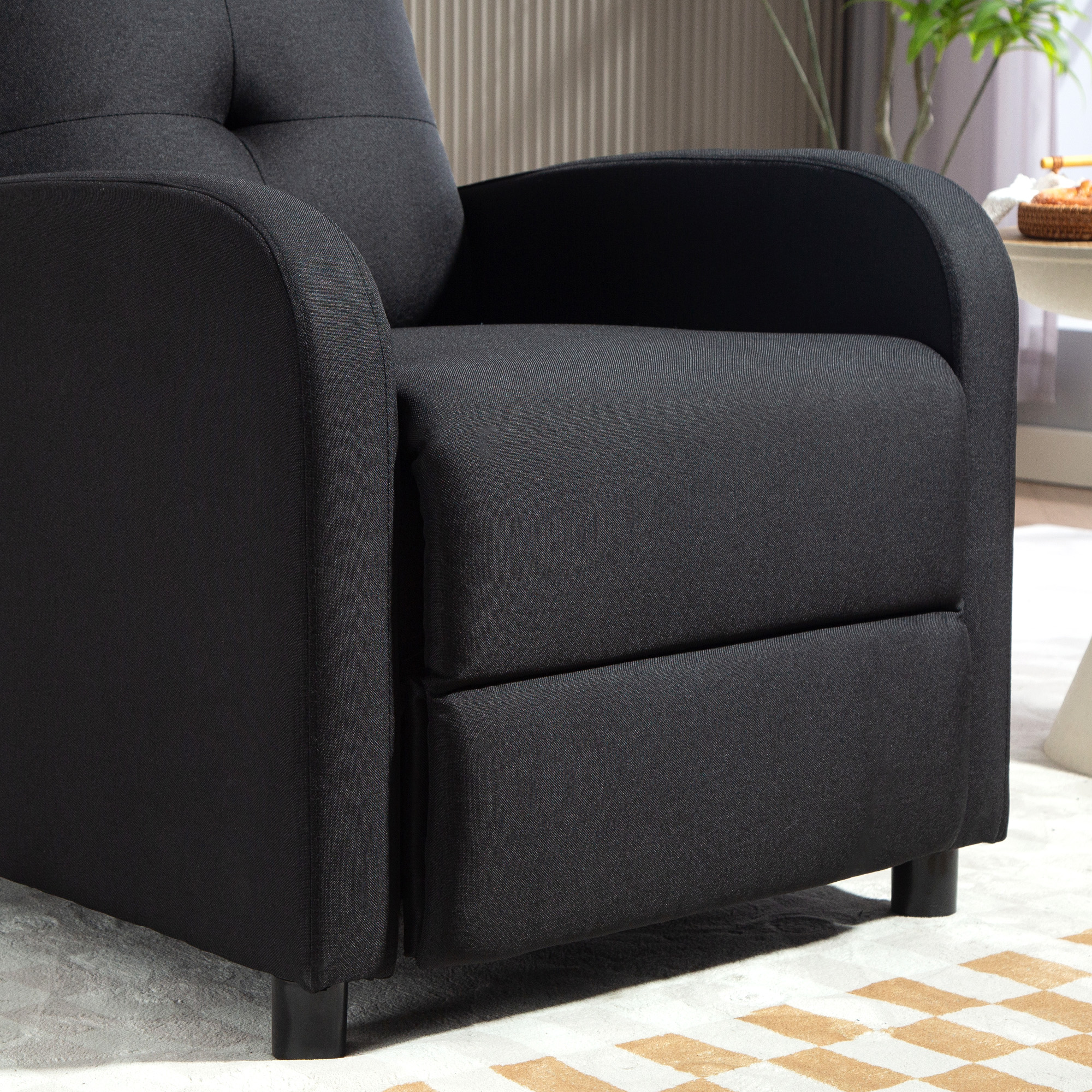 Relaxsessel mit Liegefunktion, ausfahrbares Fußteil, Taschenfederkern, bis 150 kg, Schwarz