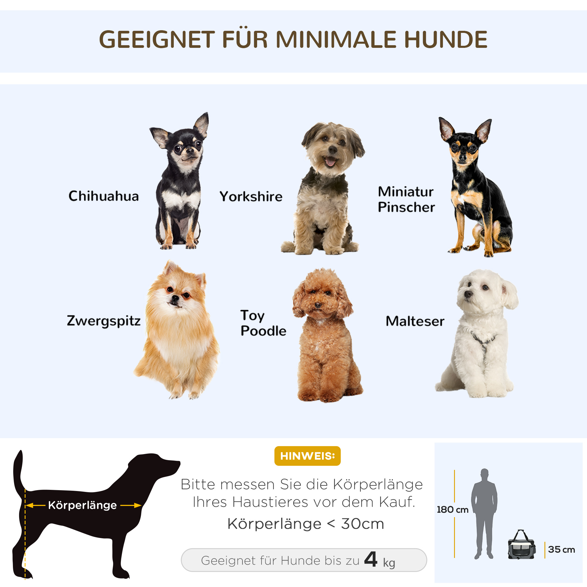 Transporttasche, Transportbox, für Katzen und kleine Hunde, faltbar, 3 Türen, grau, 50,5 x 33,5 x 35cm