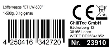 Löffelwaage "CT LW-500", 1-500g, 0,1g genau