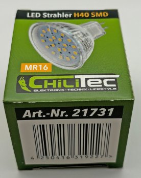 LED Strahler MR16 "H40 SMD" / 120°, 3000k, 330lm, 12V/3W, warmweiß
