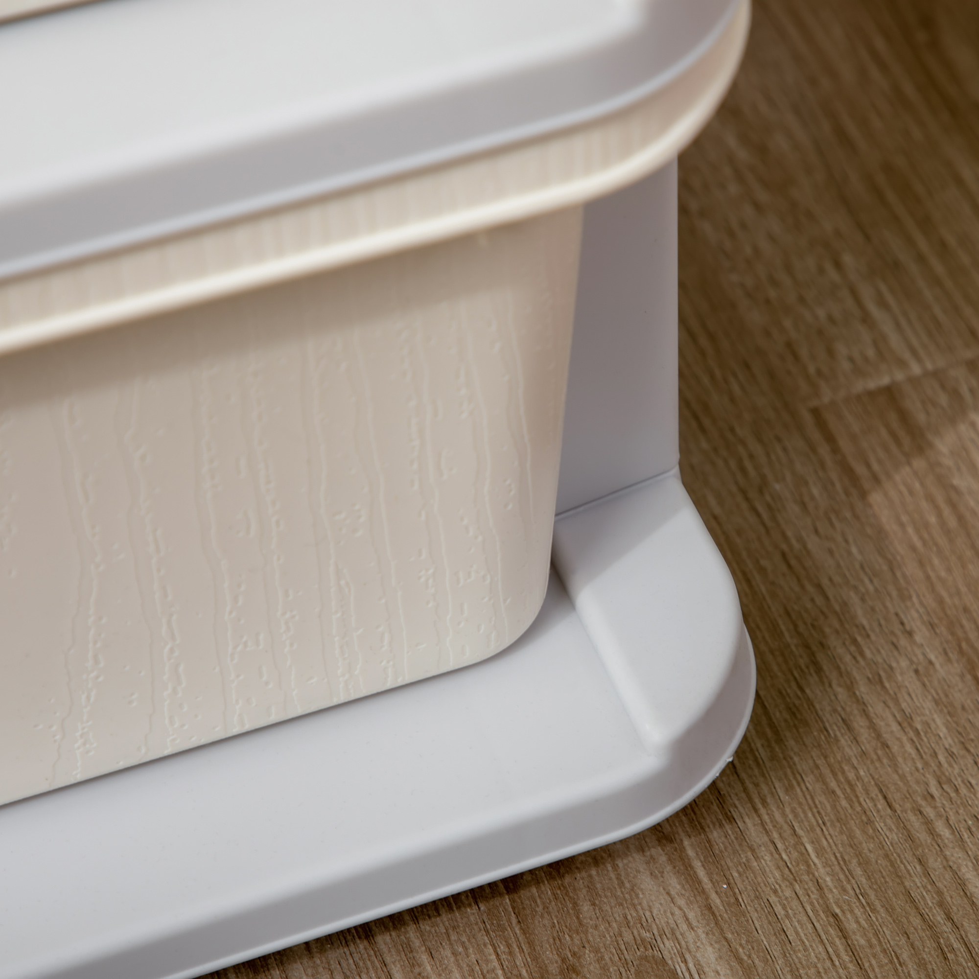 Aufbewahrungsboxen für Kinder, 3 große Schubladen, runde Kanten, Kunststoff, 37x37x56,5 cm, Cremeweiß