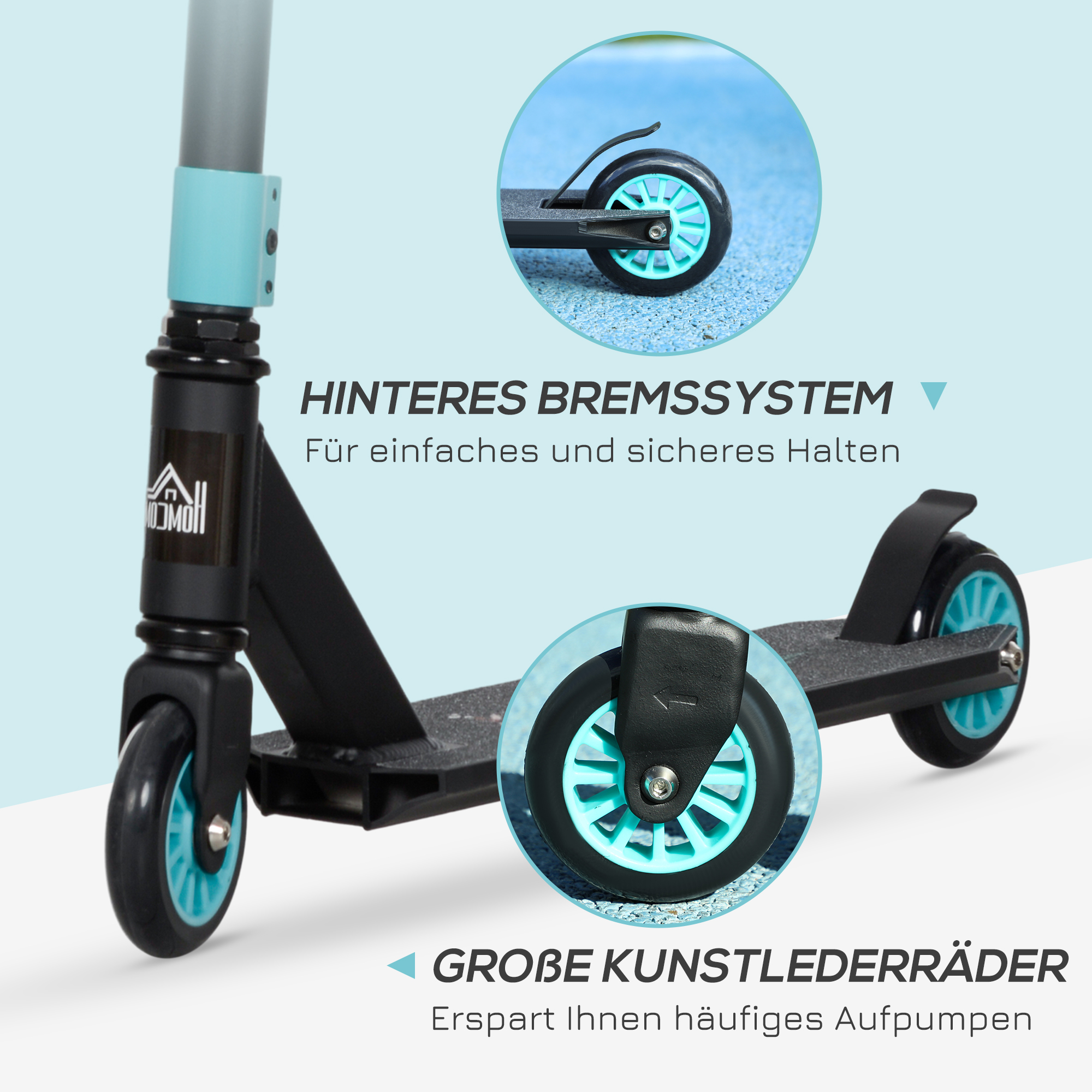 Pro Stunt-Scooter, Tretroller für Freestyle Tricks, Aluminium, Metall, Kunstleder, für Kinder und Erwachsene, Grün